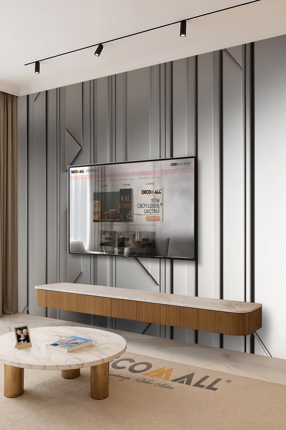 (TV-84) TV Arkası Duvar Kağıdı Tek Parça 3D Çita Mermer Görünümlü Salon Ofis Duvar Posteri