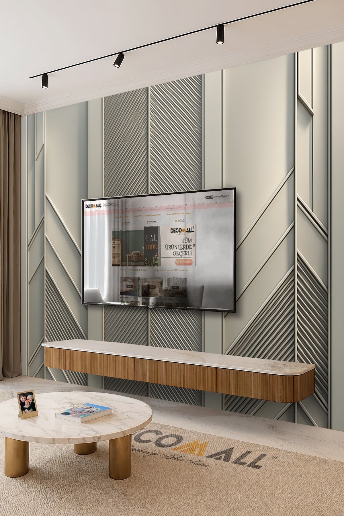 (TV-86) TV Arkası Duvar Kağıdı Tek Parça 3D Çita Mermer Görünümlü Salon Ofis Duvar Posteri