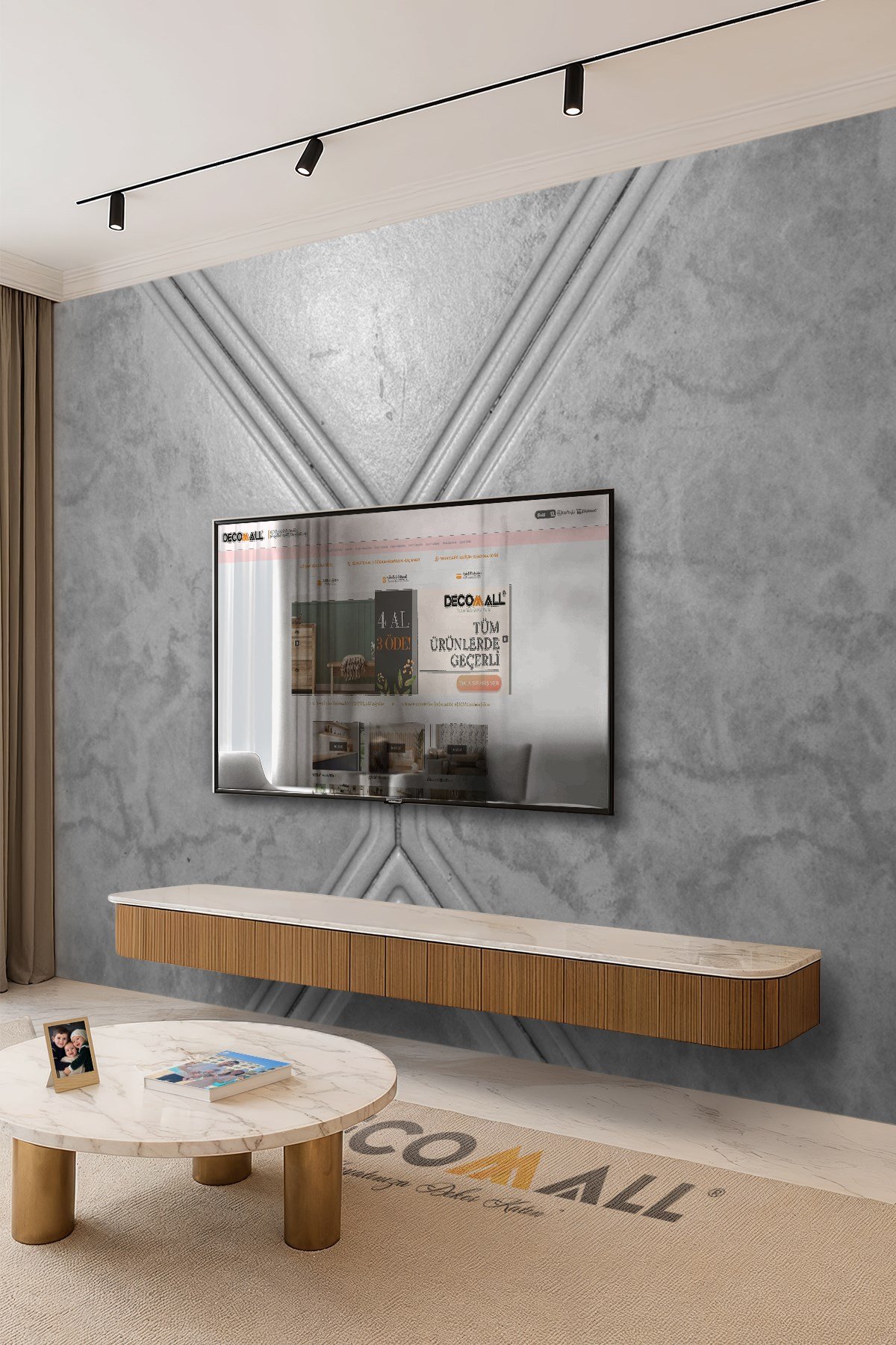(TV-88) TV Arkası Duvar Kağıdı Tek Parça 3D Çita Mermer Görünümlü Salon Ofis Duvar Posteri