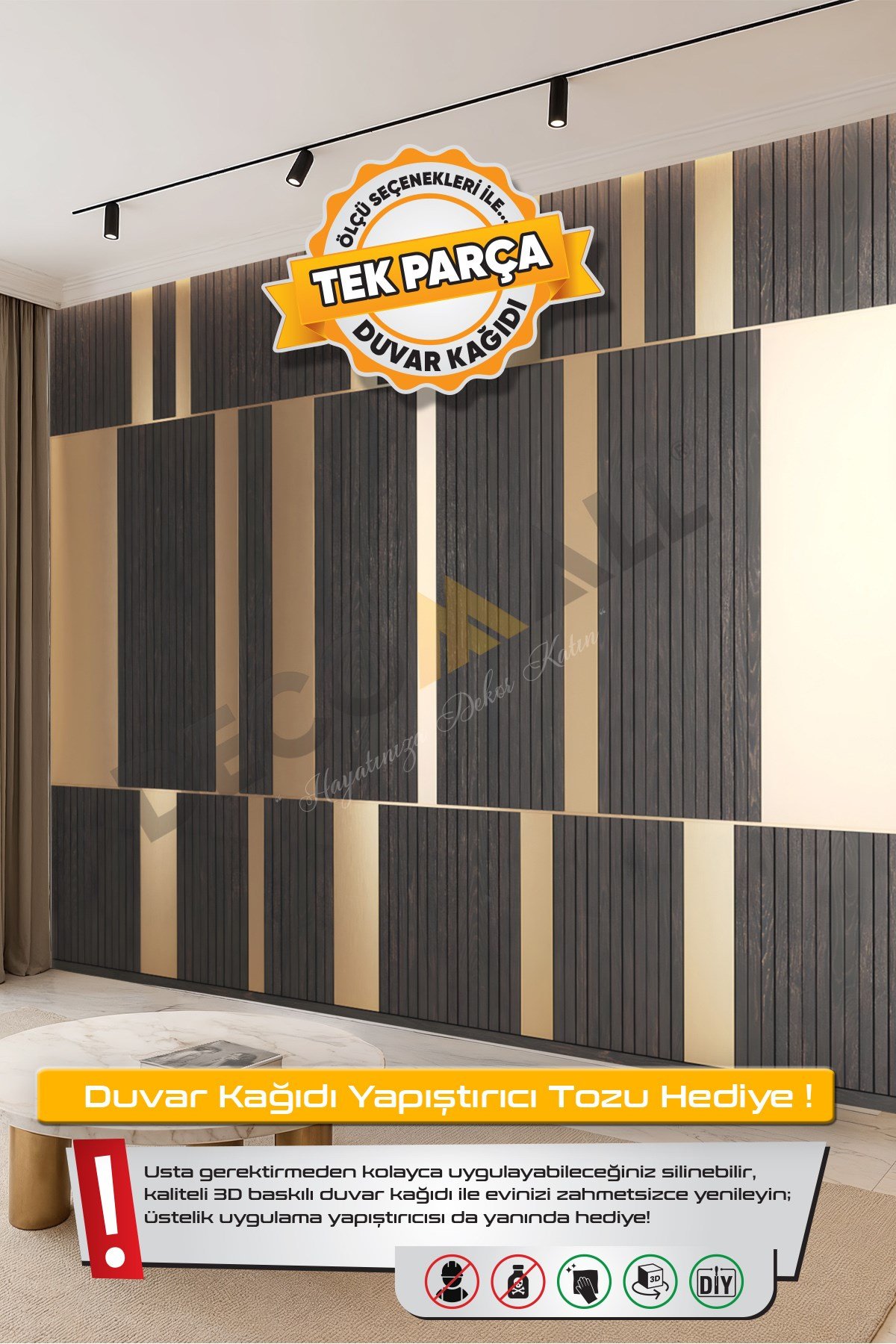 (TV-90) TV Arkası Duvar Kağıdı Tek Parça 3D Çita Mermer Görünümlü Salon Ofis Duvar Posteri