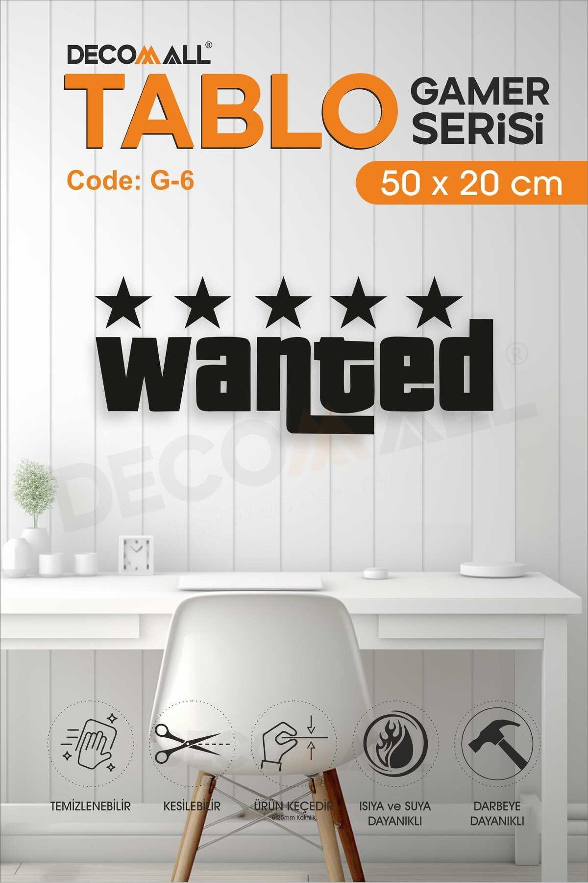 WANTED 2D Kabartmalı Duvar Dekor Tablosu Duvar Süsü GAMER TABLO