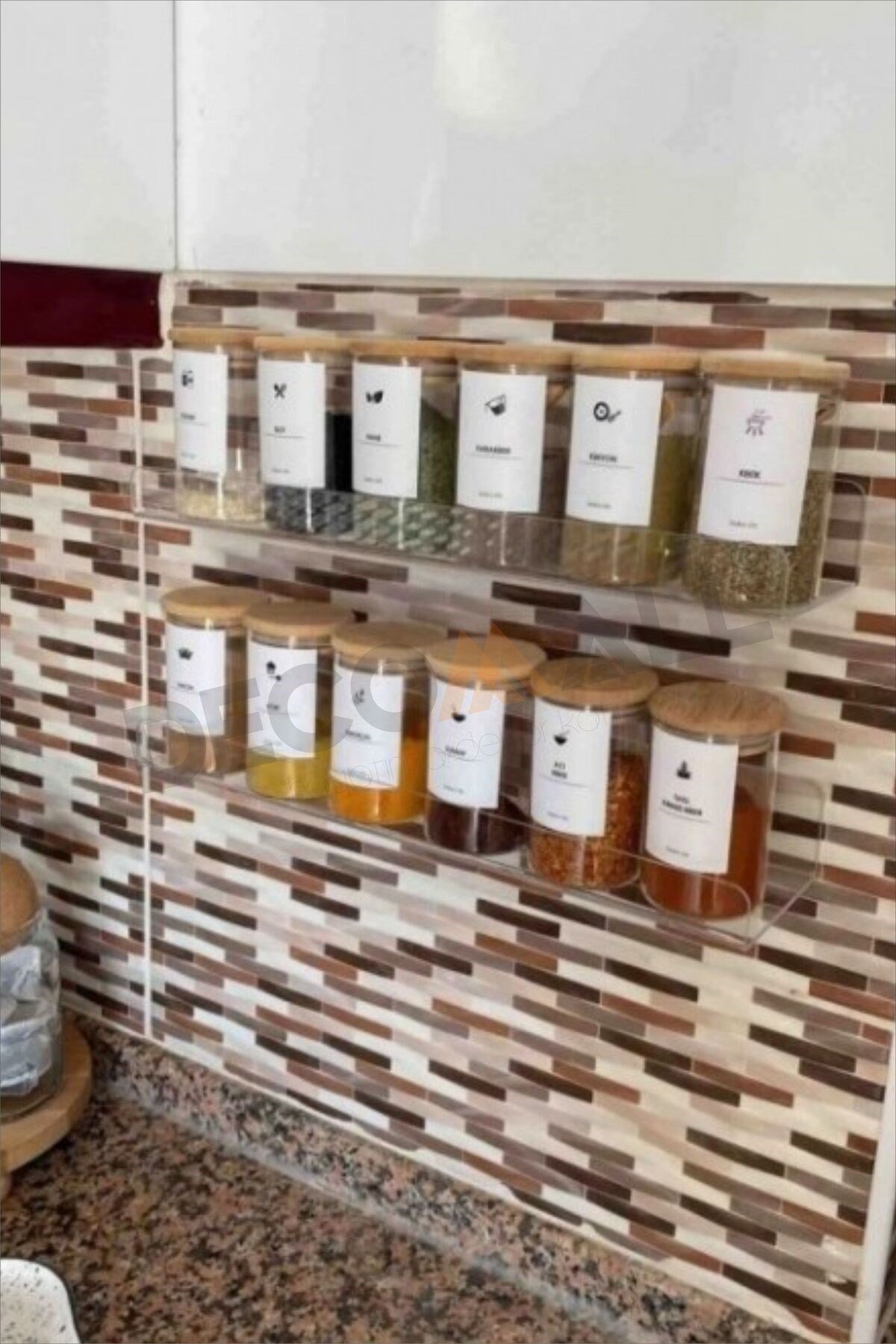 x2 Adet 40 x 10 cm Pleksi Hayalet Raf Duvar Banyo Baharatlık Düzenleyici Raf Çok Amaçlı