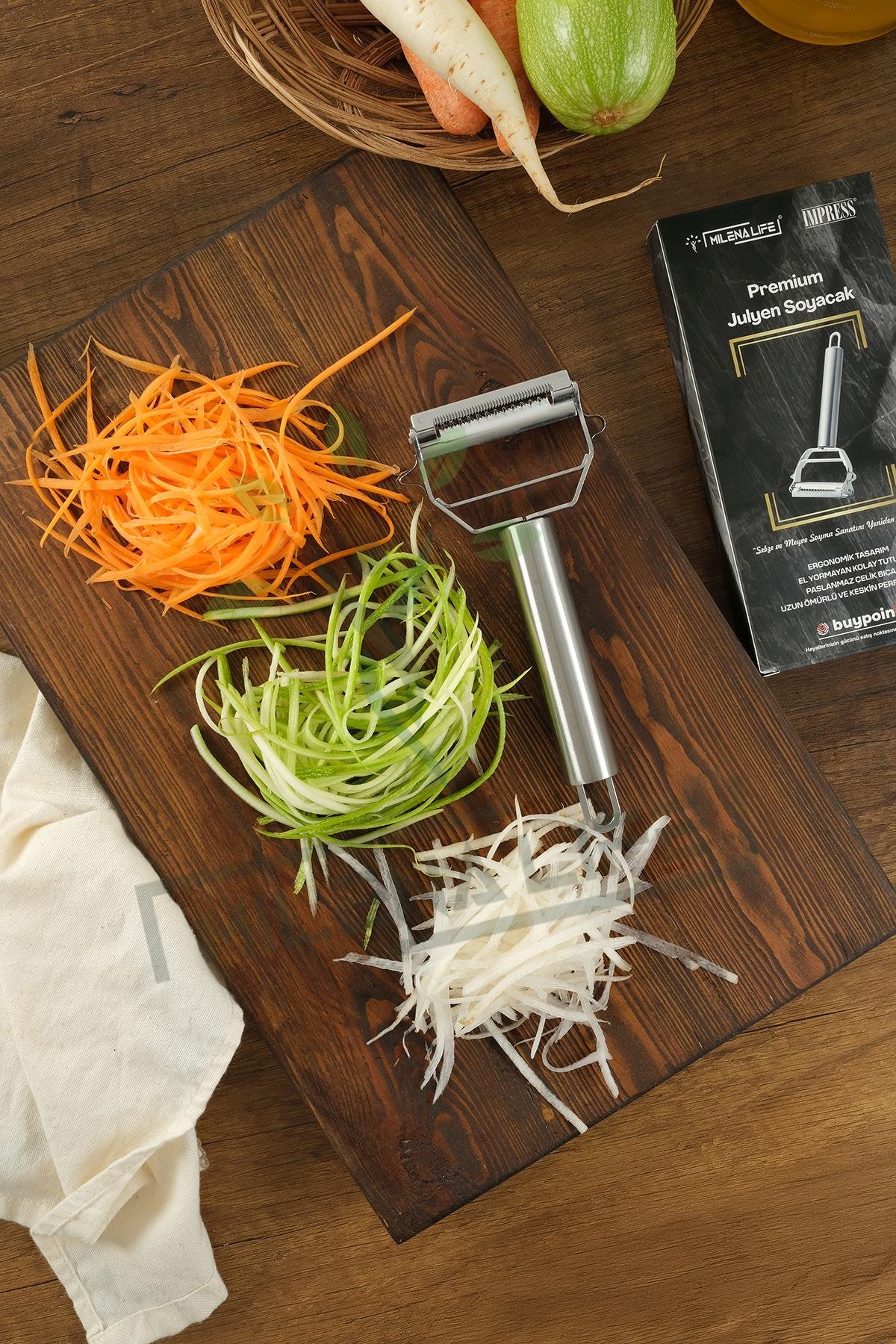 1. Kalite Pratik Paslanmaz Çelik Turbo Jülyen Meyve Sebze Soyucu Kesici Doğrayıcı Mutfak Gereçleri