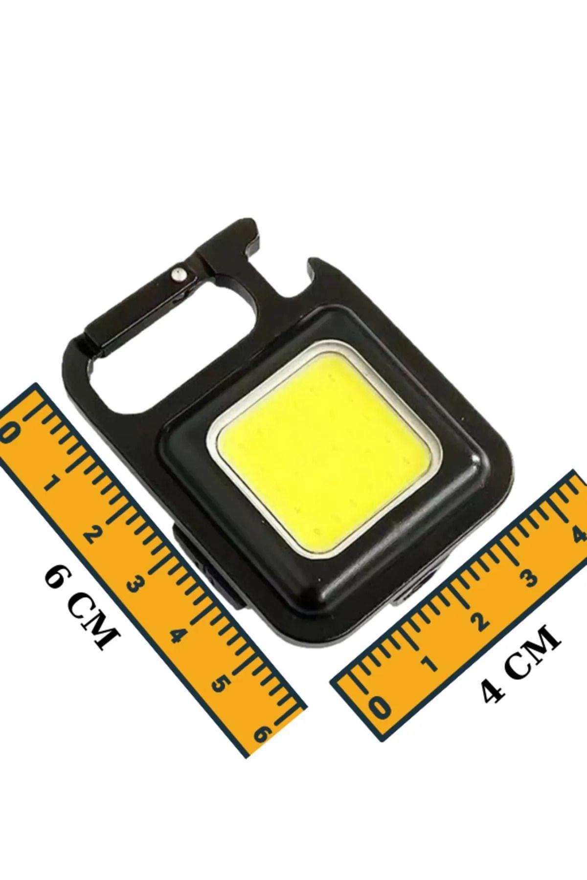 Mini Cob Led Flash'lı Anahtarlıklı Plastik Kasa El Feneri Şişe Açacağı Usb’li Şarj Edilebilir