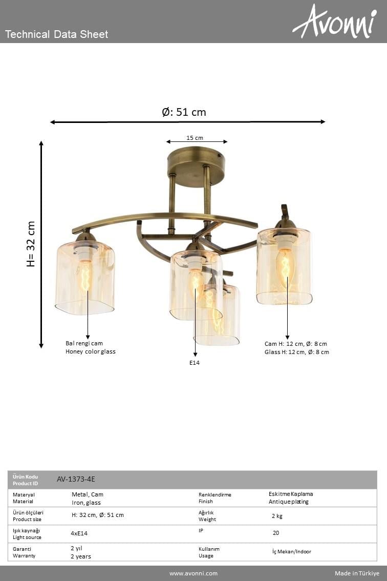 Avonni, 1373 Ailesi Eskitme Kaplama Plafonyer Avize