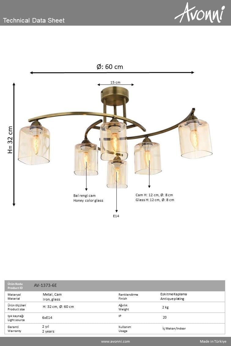 Avonni, 1373 Ailesi Eskitme Kaplama Plafonyer Avize