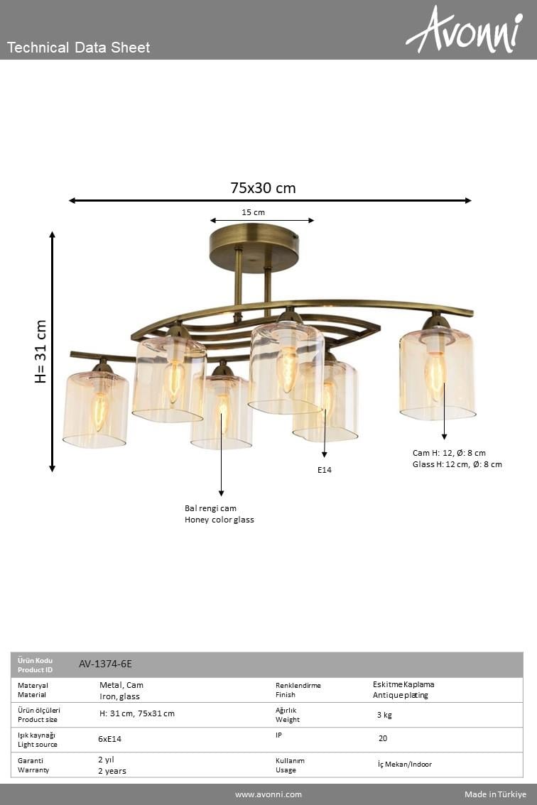 Avonni, 1374 Ailesi Eskitme Kaplama Plafonyer Avize