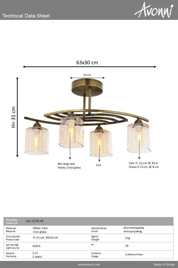 Avonni, 1374 Ailesi Eskitme Kaplama Plafonyer Avize