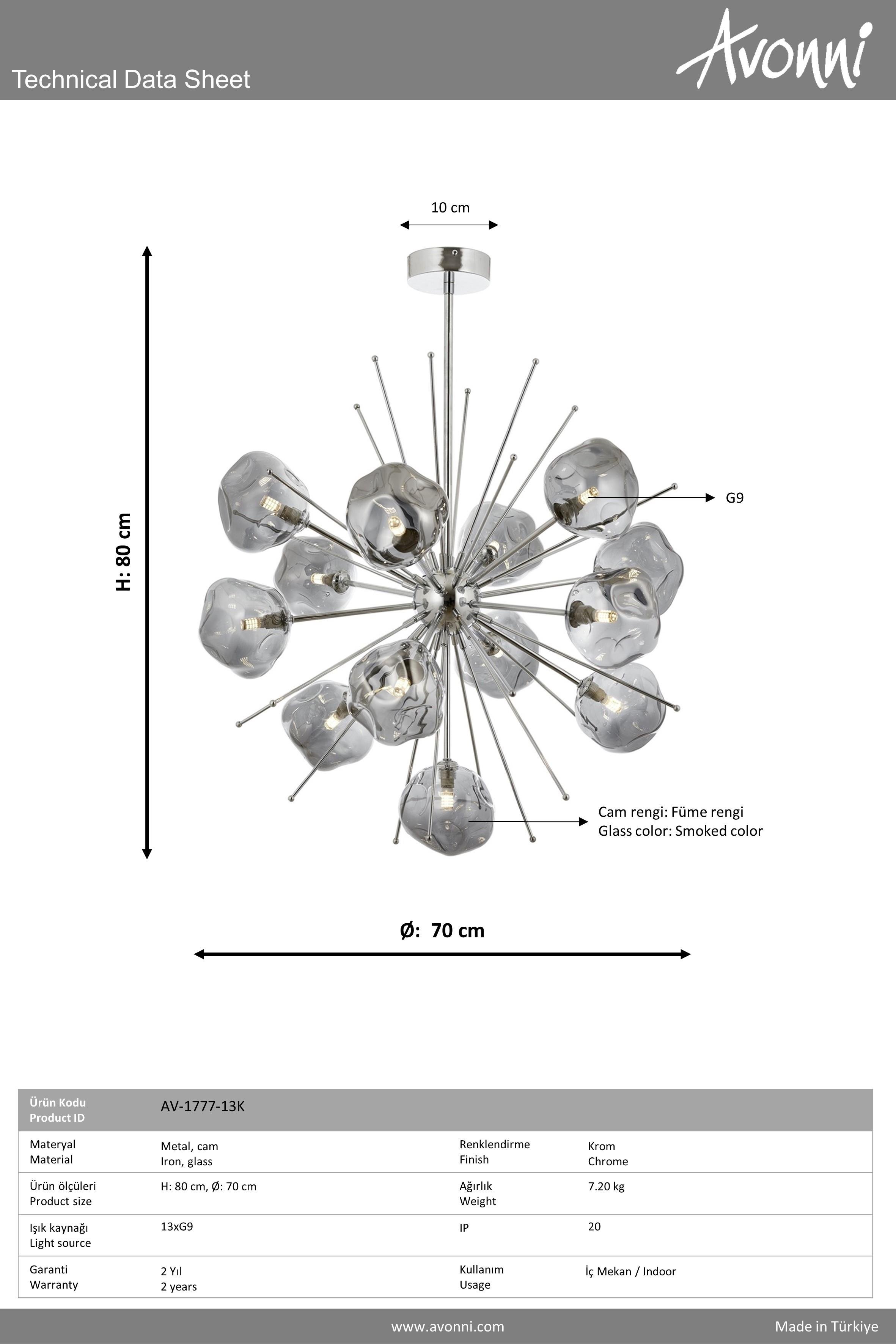 Avonni, 1777 Ailesi Eskitme Kaplama Avize 