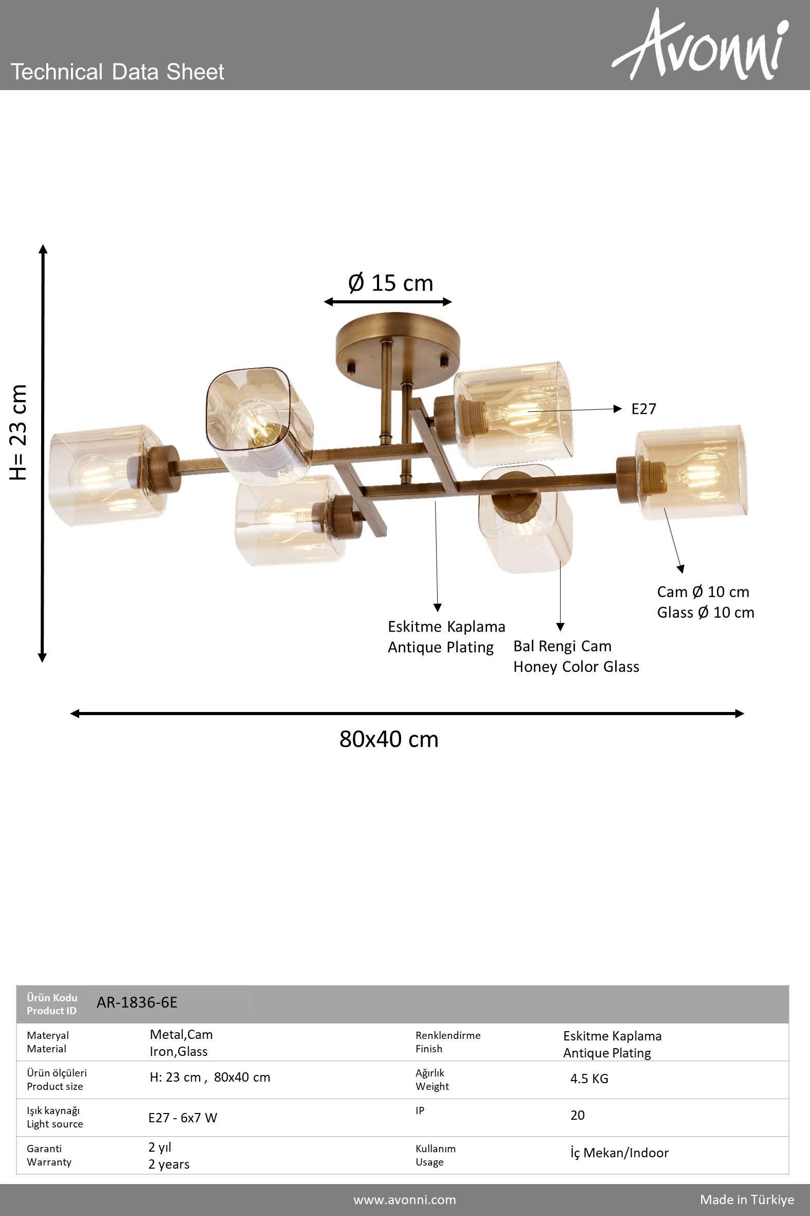 Avonni, 1836 Ailesi Eskitme Kaplama Plafonyer Avize