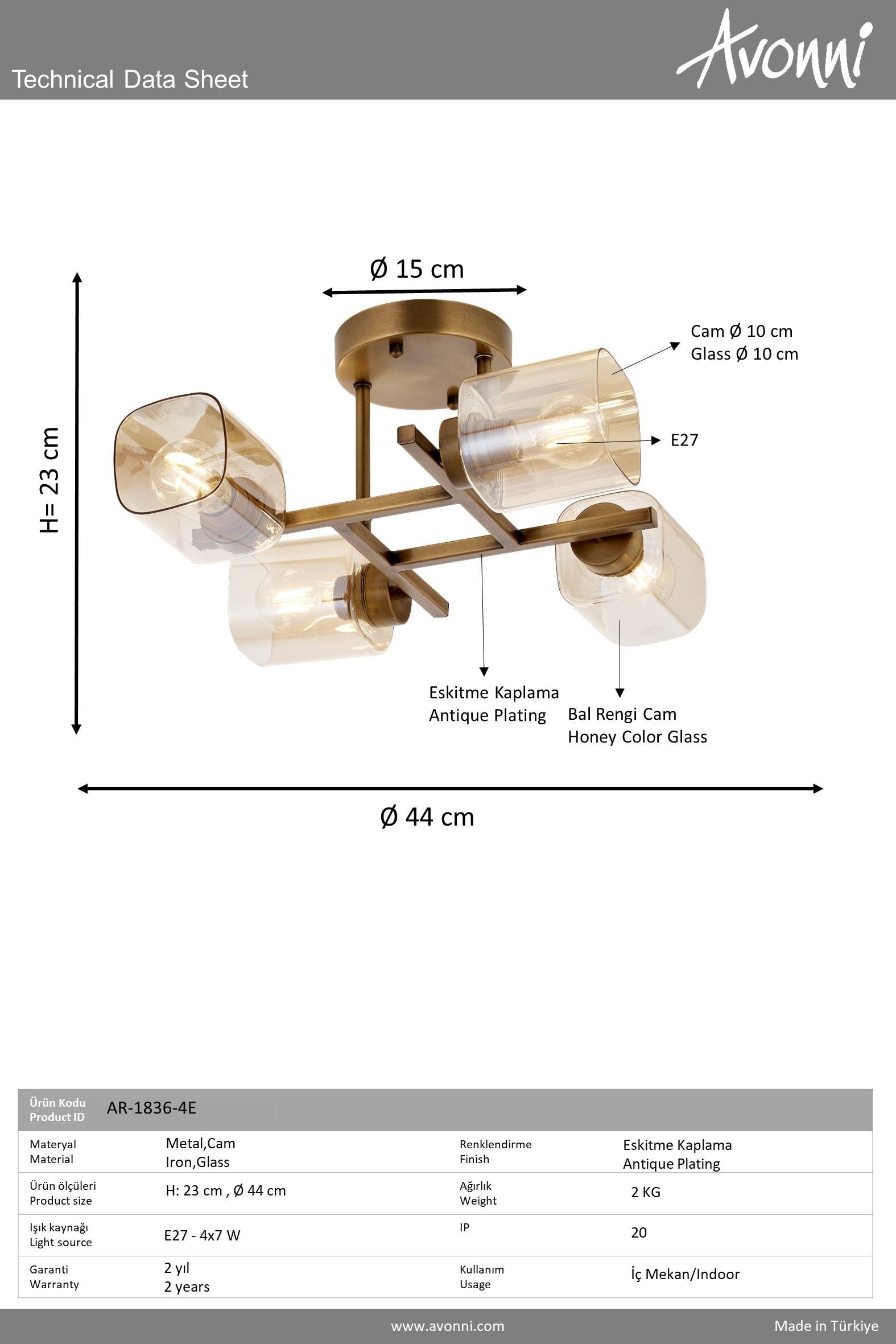 Avonni, 1836 Ailesi Eskitme Kaplama Plafonyer Avize