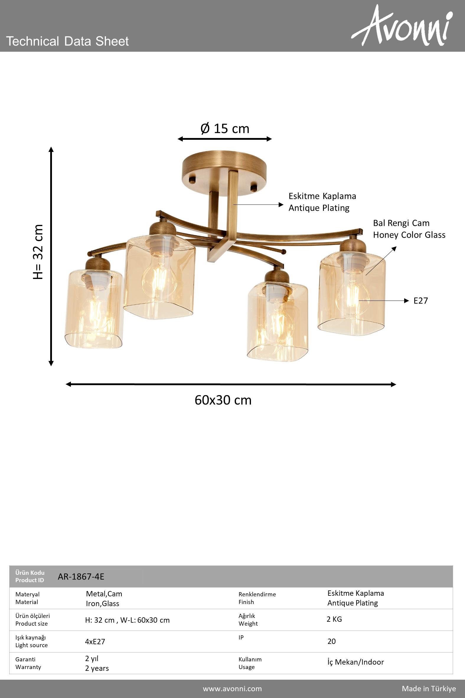 Avonni, 1867 Ailesi Eskitme Kaplama Plafonyer Avize