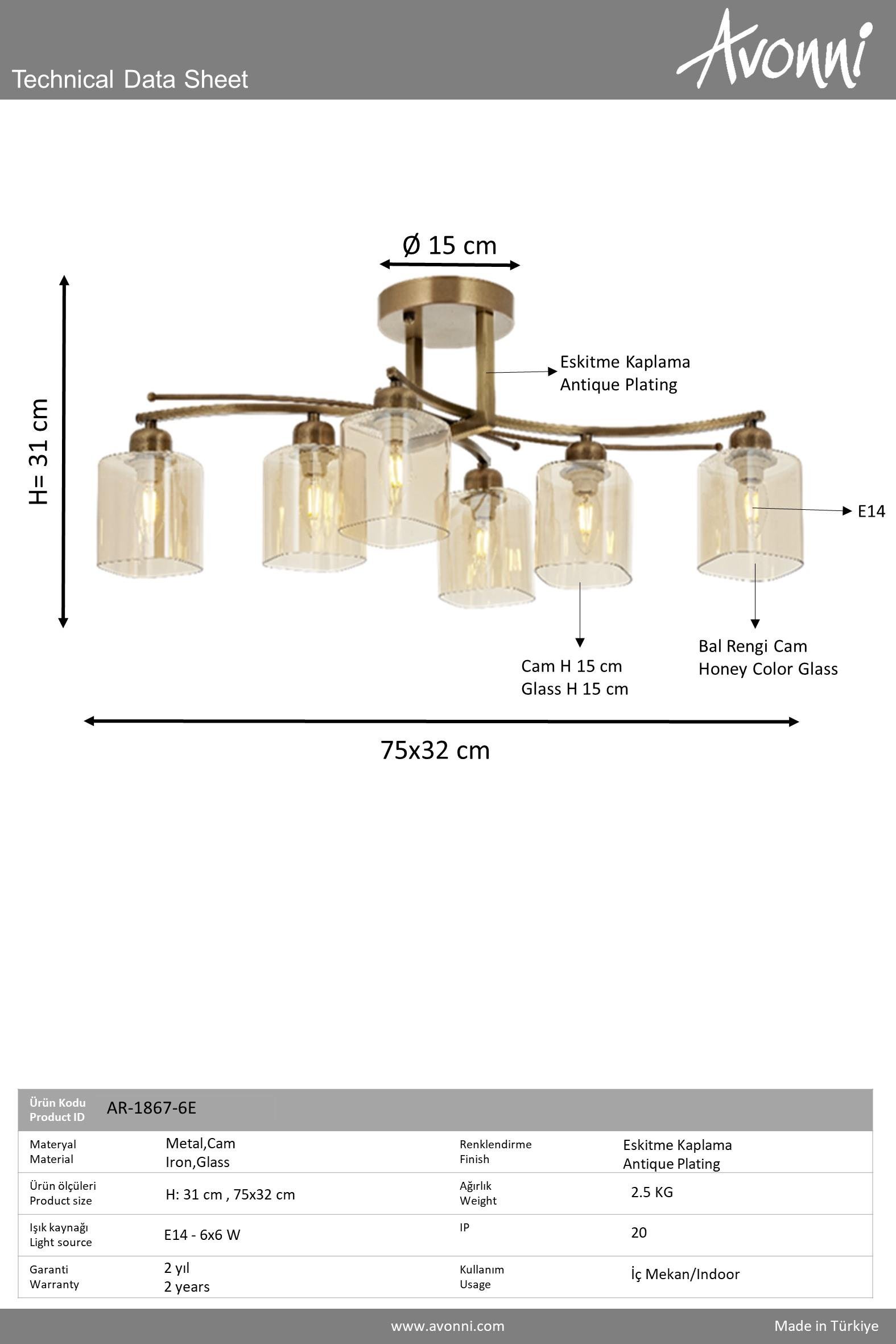Avonni, 1867 Ailesi Eskitme Kaplama Plafonyer Avize