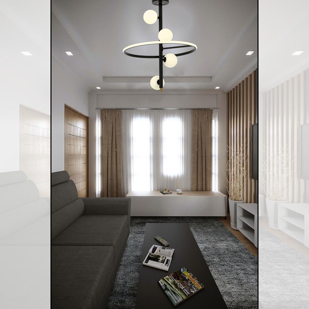 Avonni, 1896 Ailesi Siyah Boyalı Modern Avize 