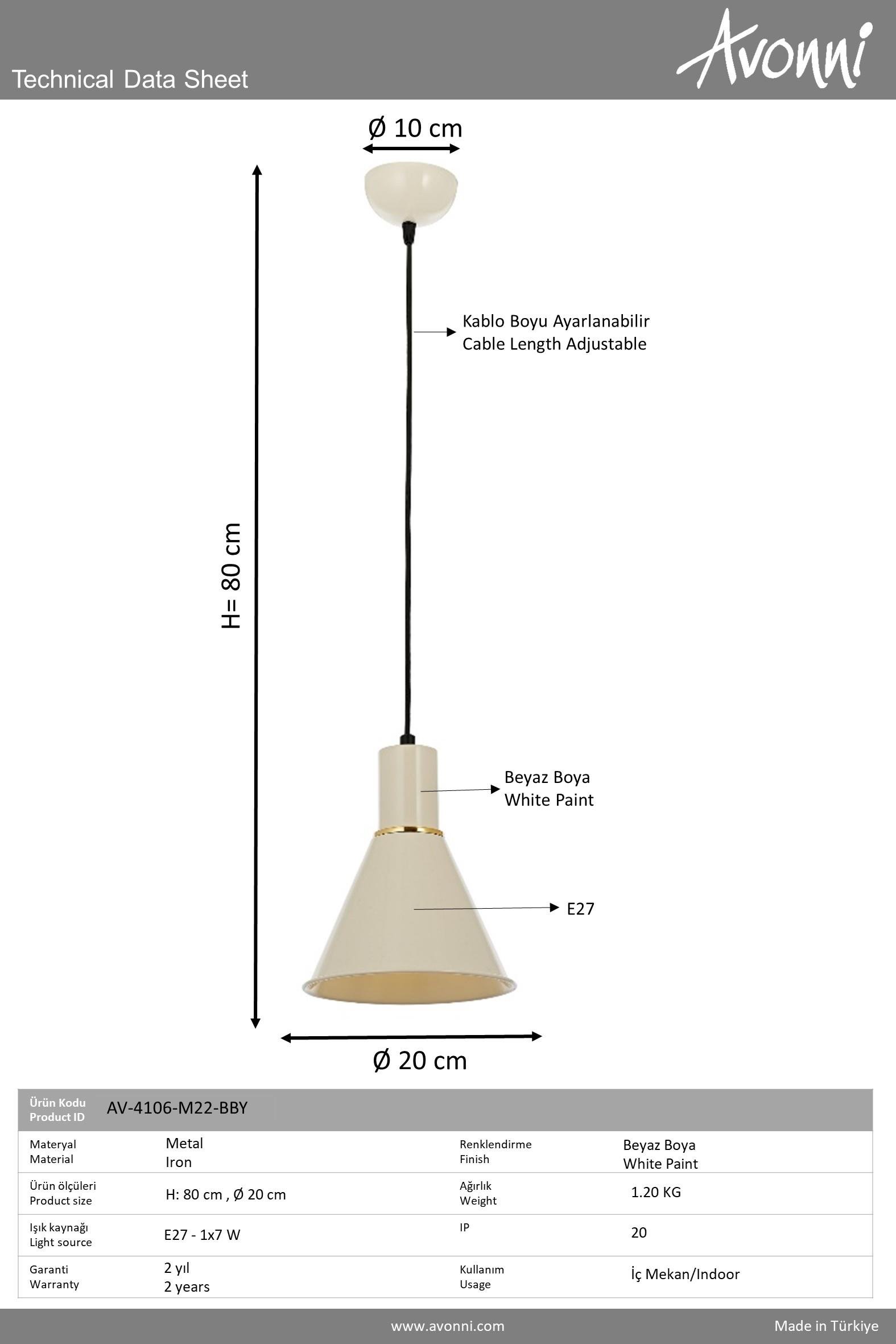 Avonni, 4106 Ailesi  Beyaz Modern Avize 