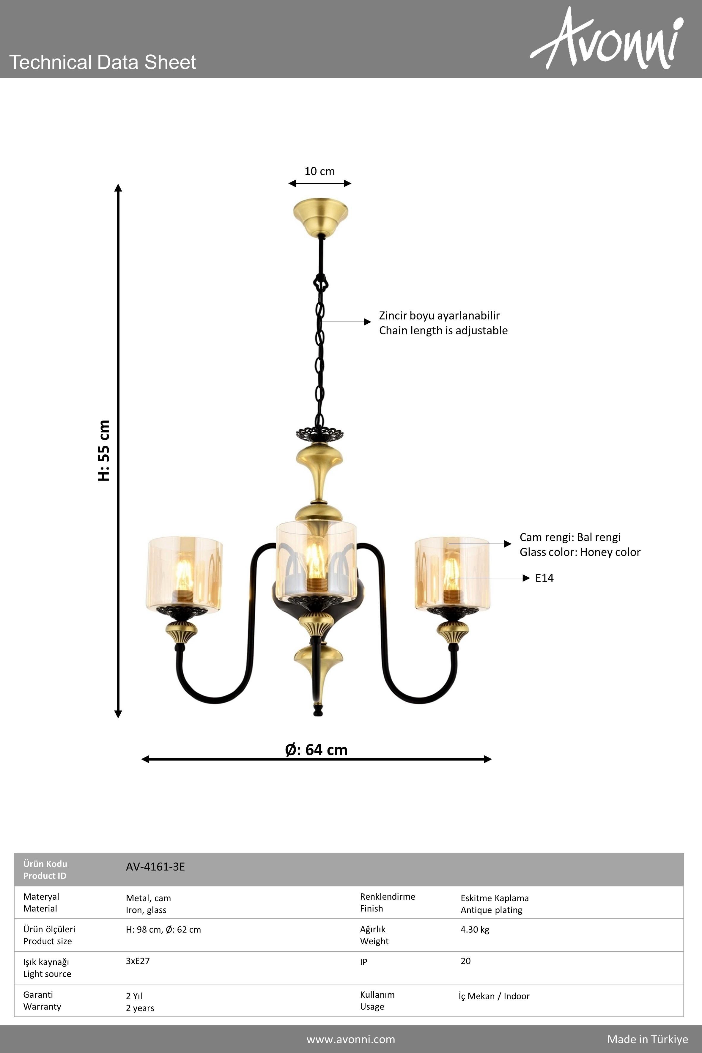 Avonni, 4161 Ailesi Eskitme Kaplama Modern Avize 