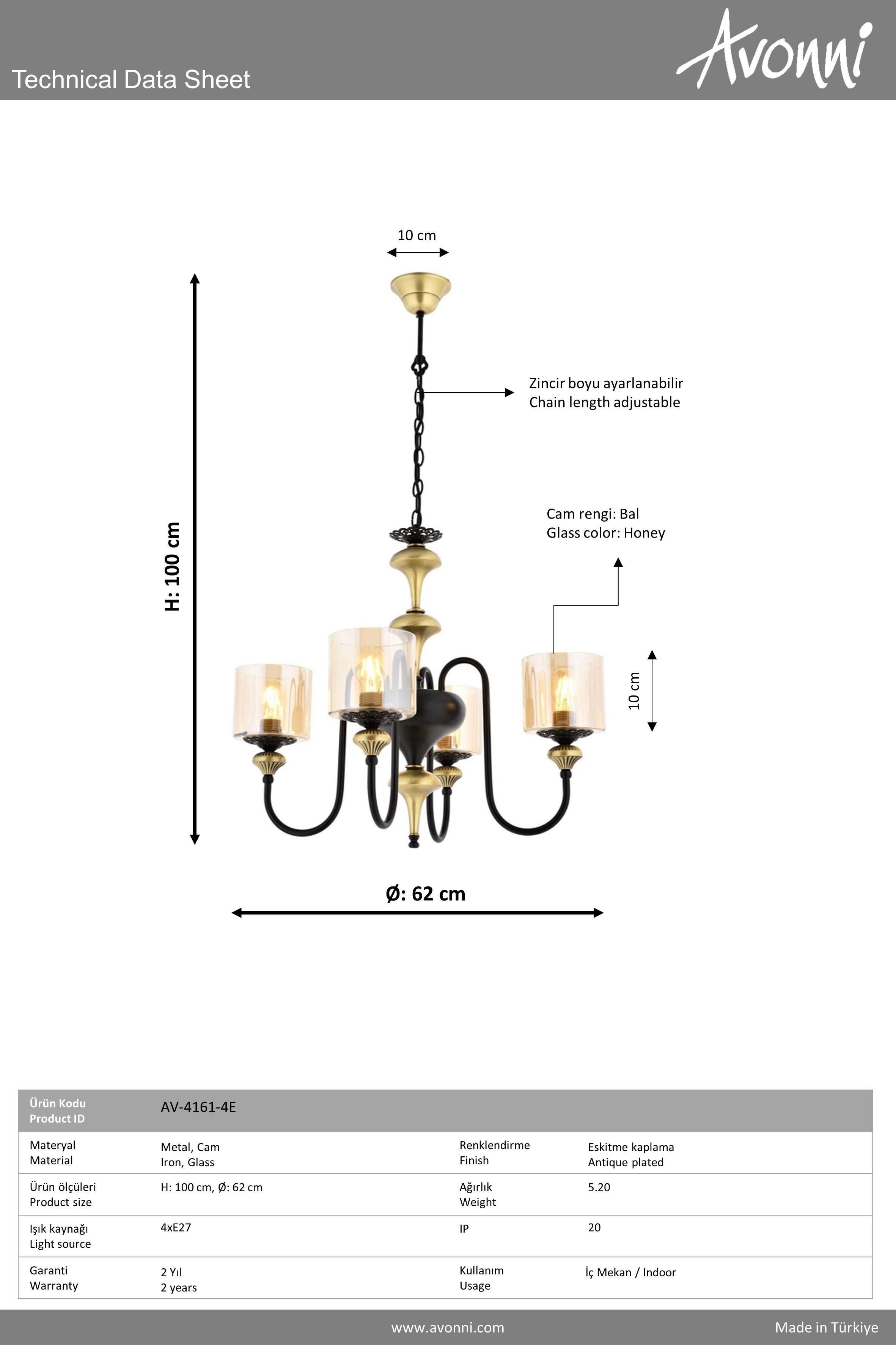 Avonni, 4161 Ailesi Eskitme Kaplama Modern Avize 
