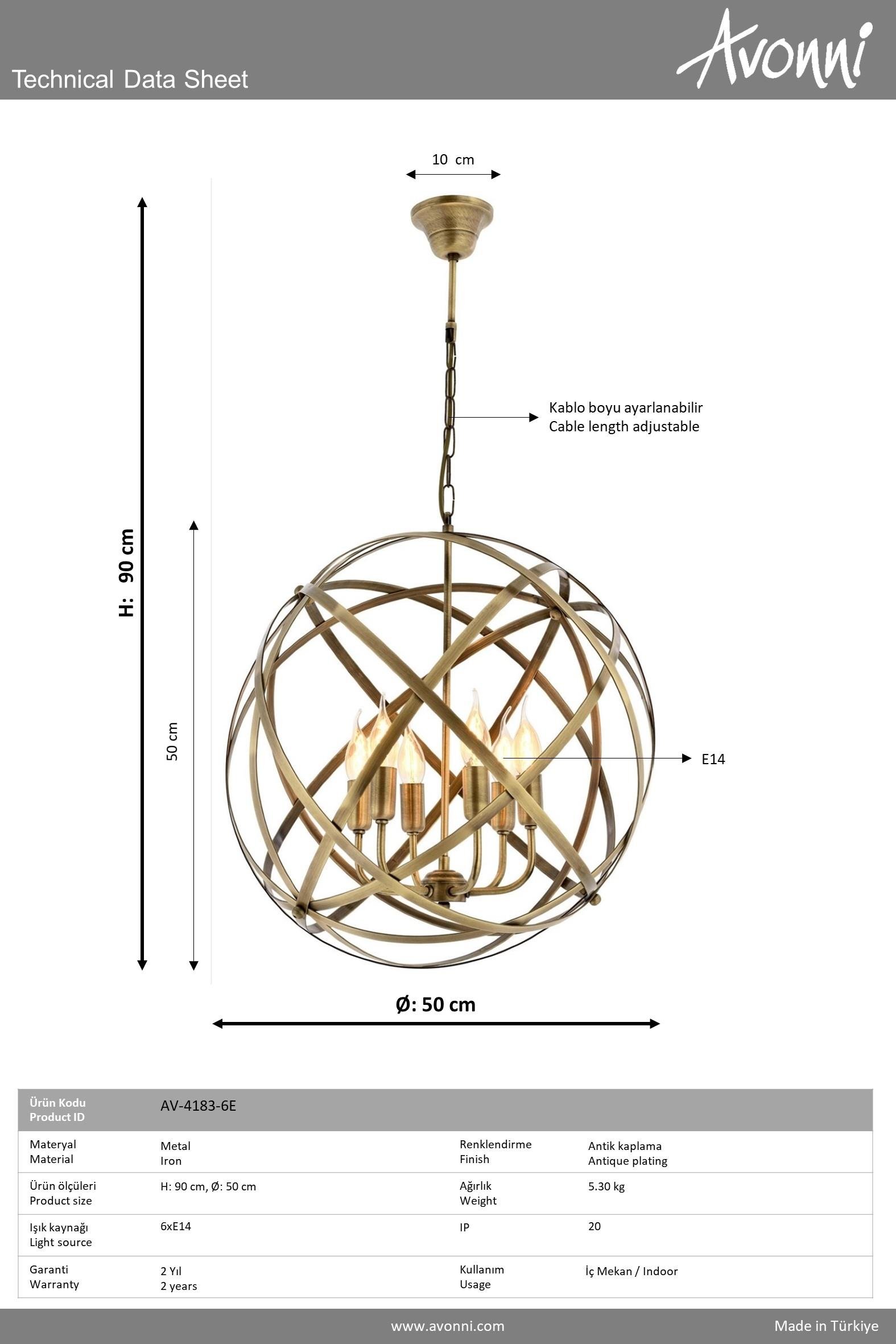 Avonni, 4183 Ailesi Eskitme Kaplama Modern Avize 