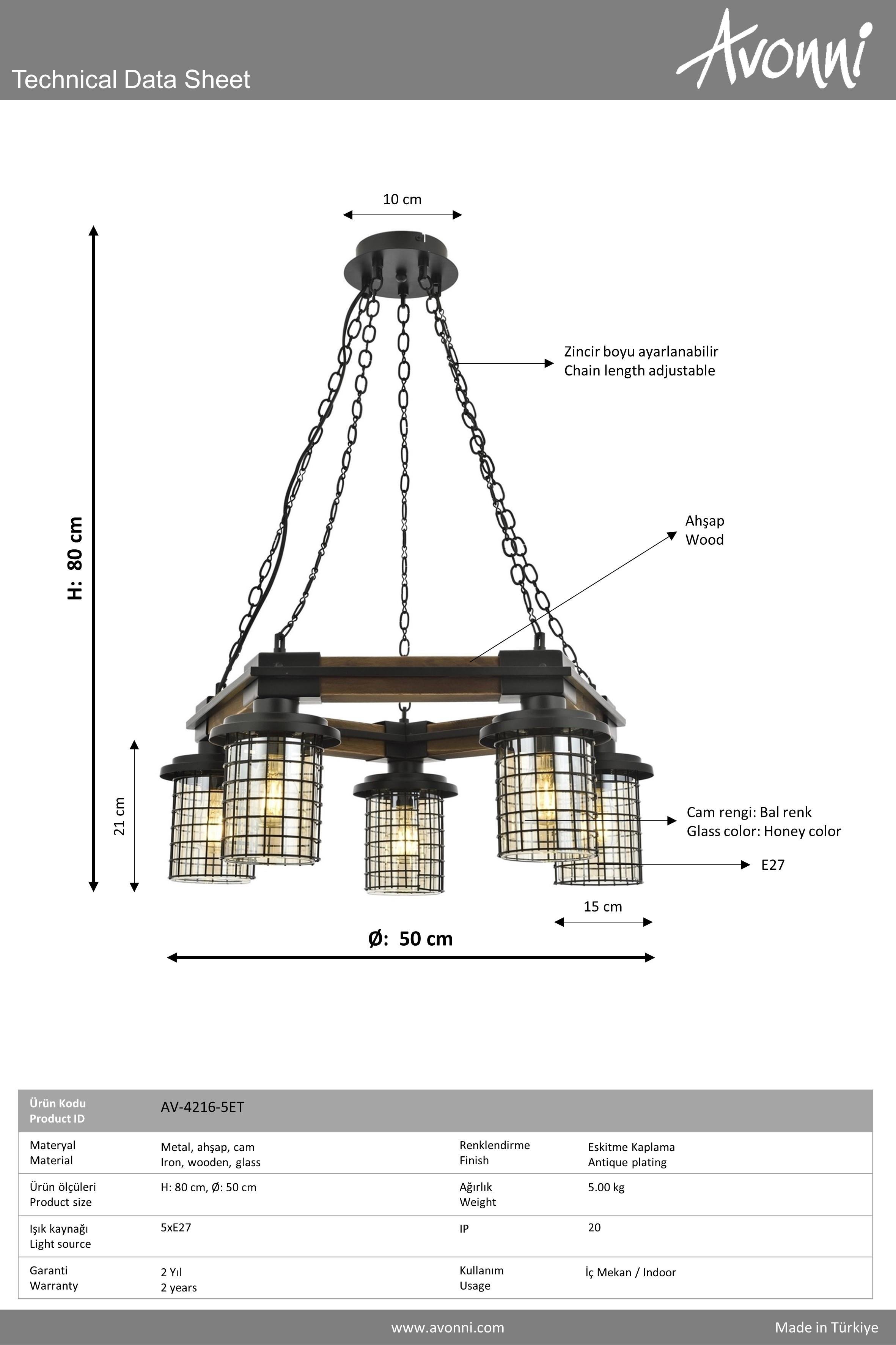 Avonni, 4216 Ailesi Eskitme Kaplama Modern Avize 