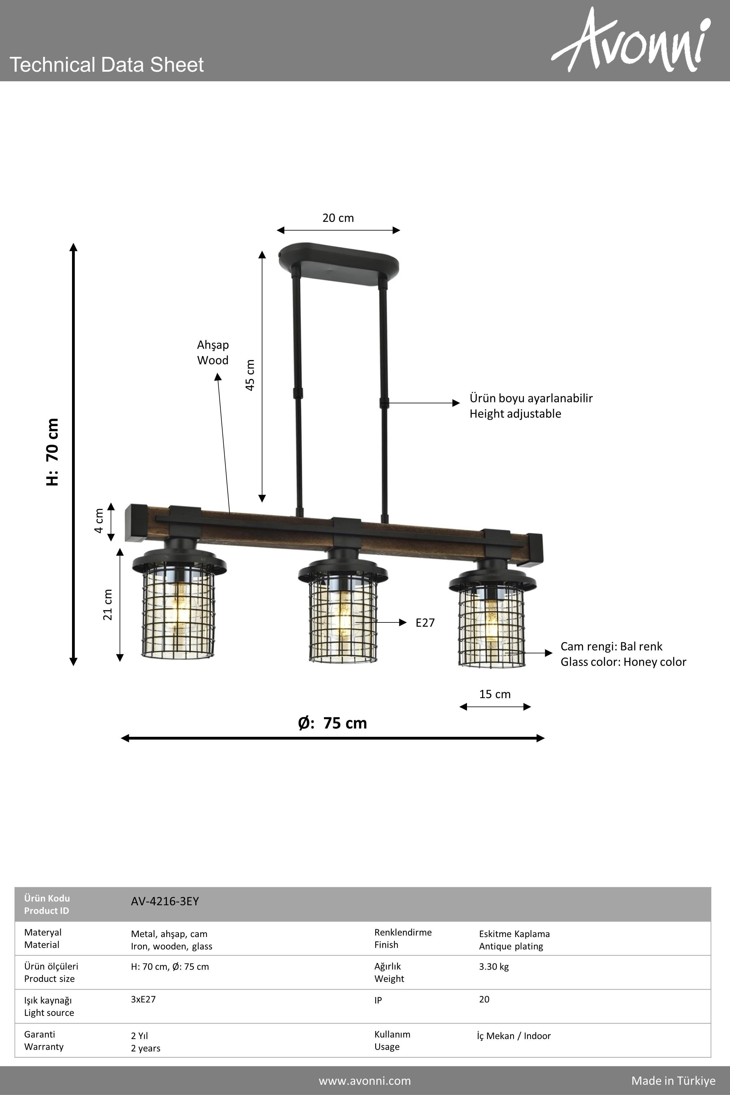 Avonni, 4216 Ailesi Eskitme Kaplama Modern Avize 