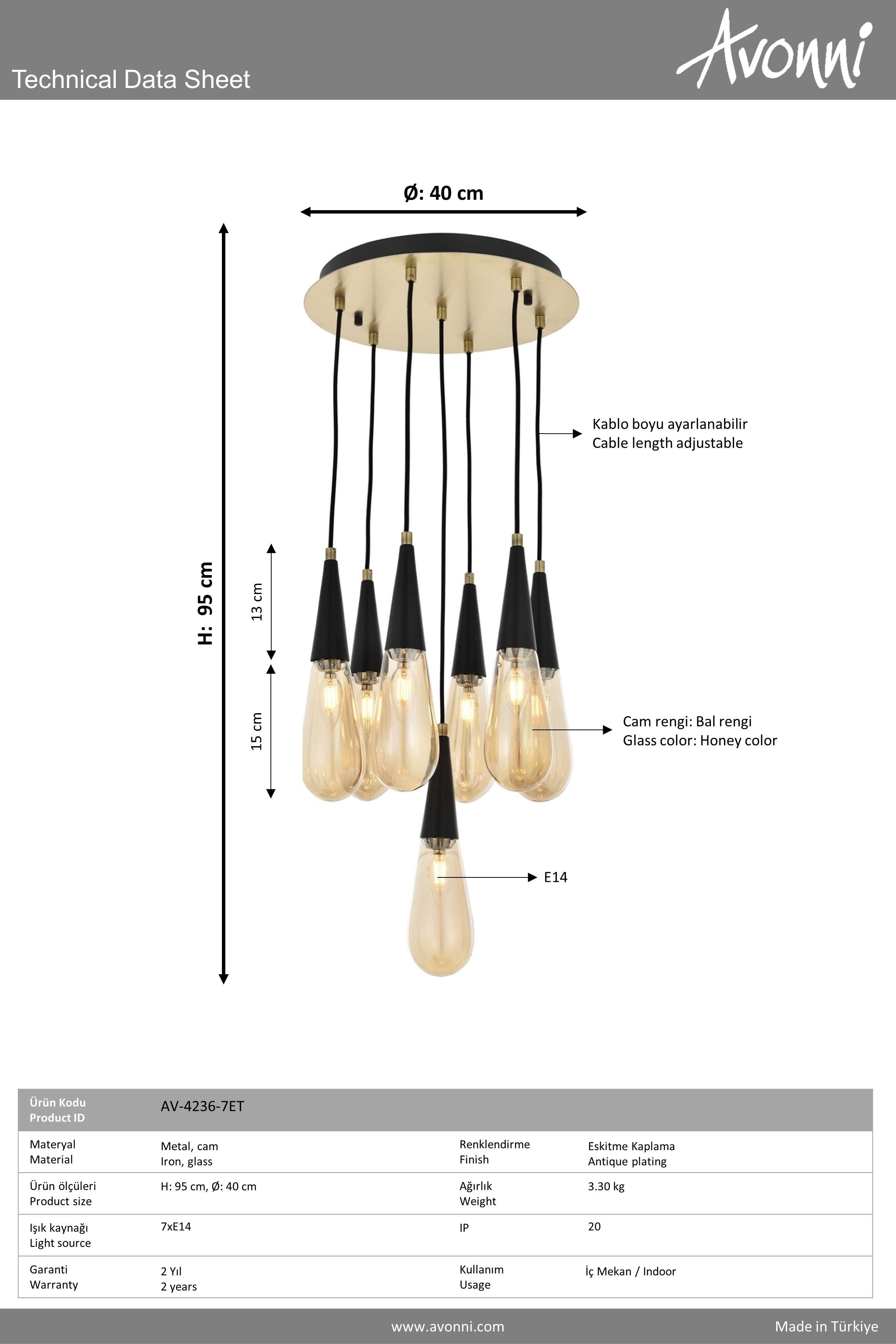 Avonni, 4236 Ailesi Eskitme Kaplama Modern Avize 