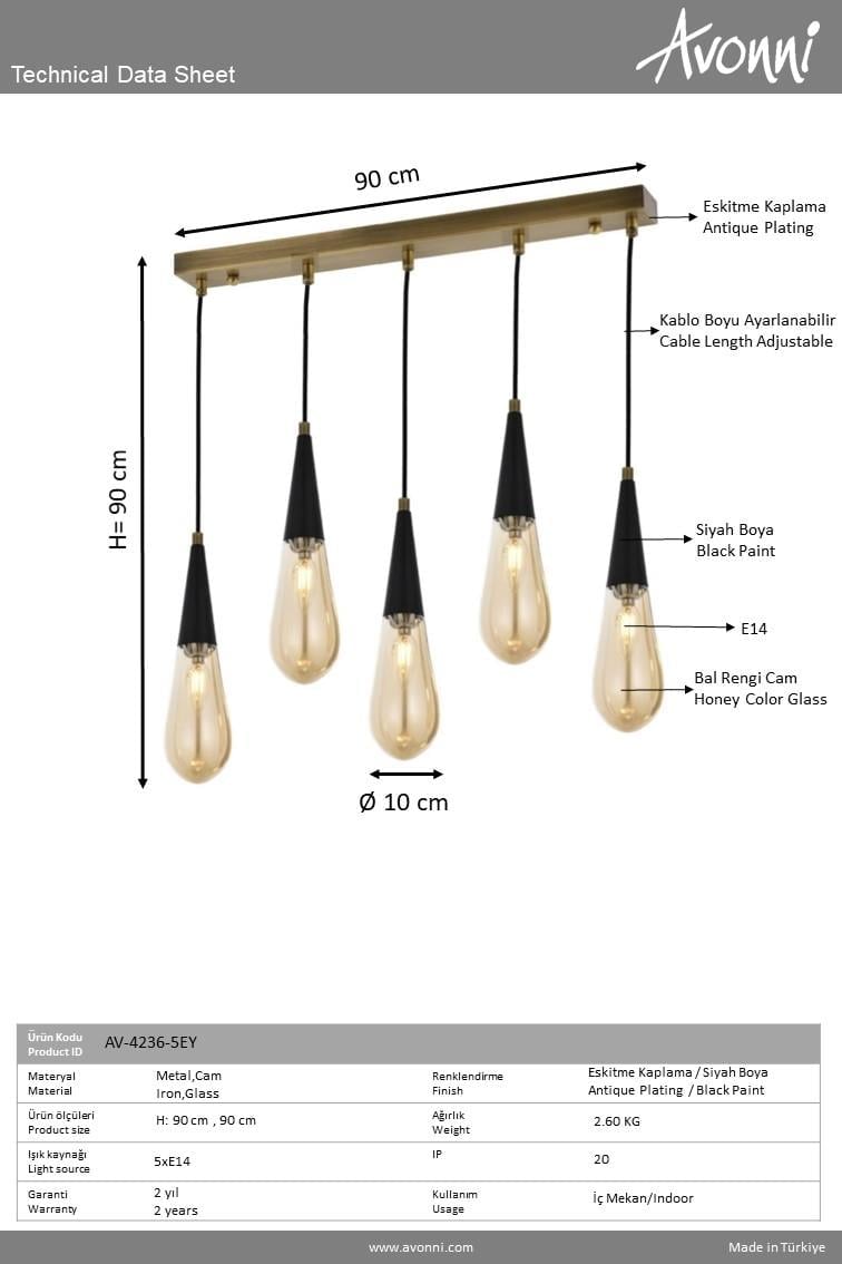 Avonni, 4236 Ailesi Eskitme Kaplama Modern Avize 