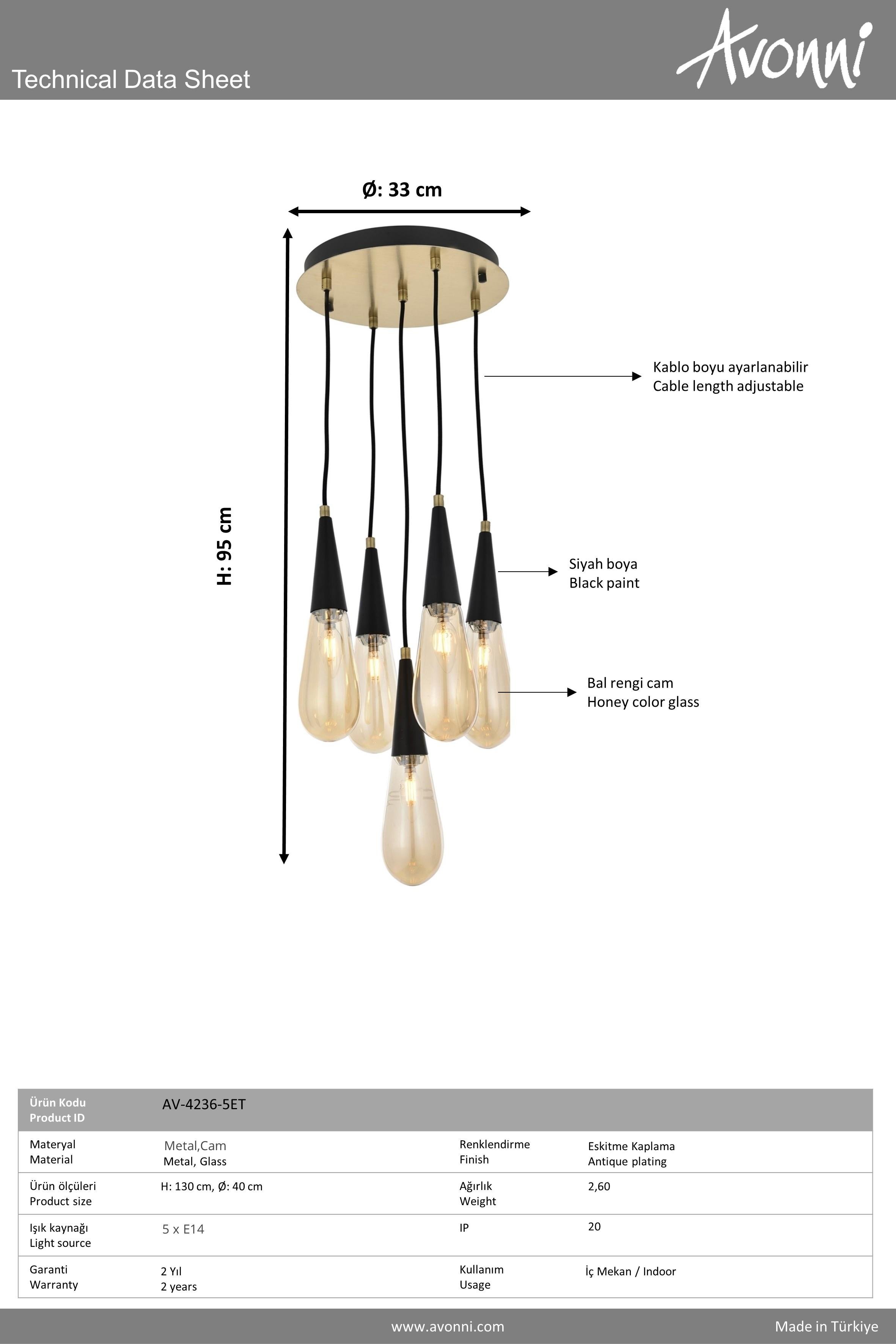 Avonni, 4236 Ailesi Eskitme Kaplama Modern Avize 