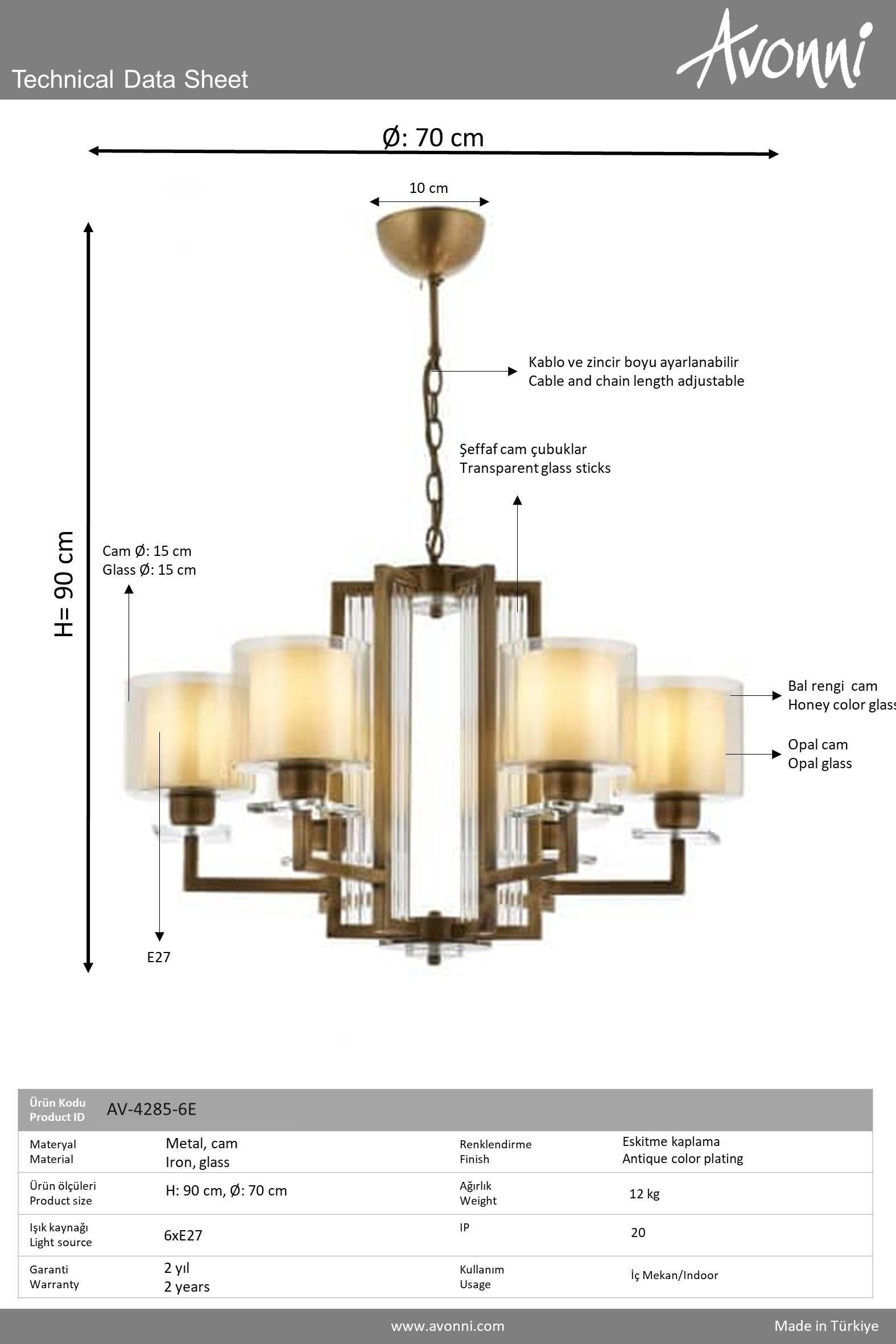 Avonni, 4285 Ailesi Eskitme Kaplama Modern Avize 