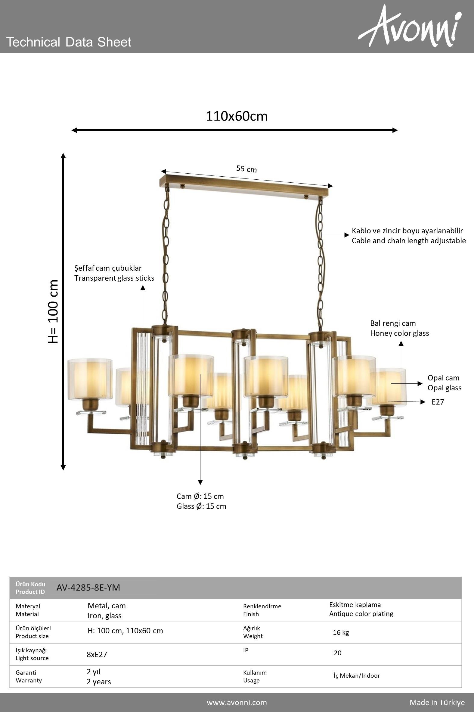Avonni, 4285 Ailesi Eskitme Kaplama Modern Avize 