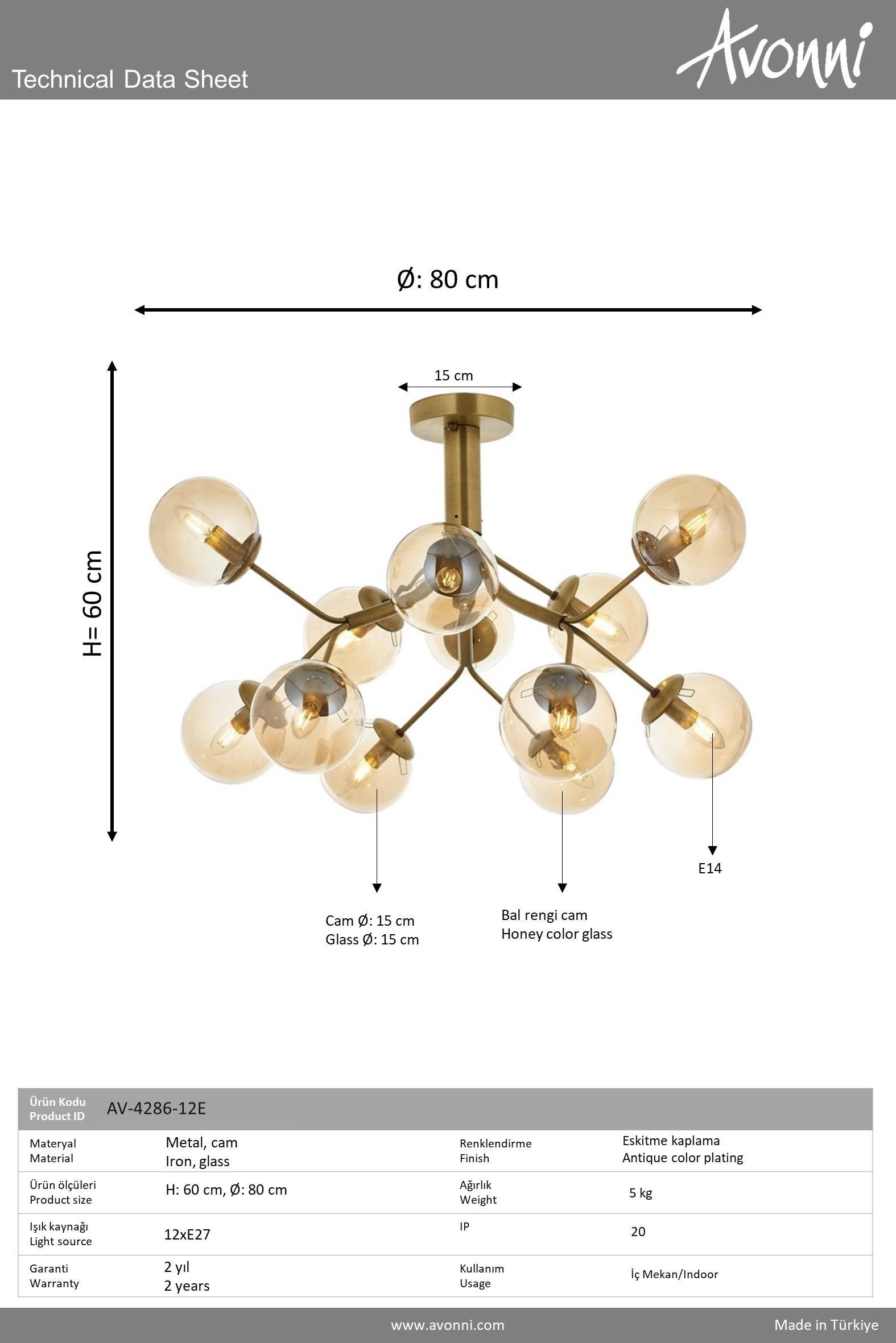 Avonni, 4286 Ailesi Eskitme Kaplama Modern Avize 