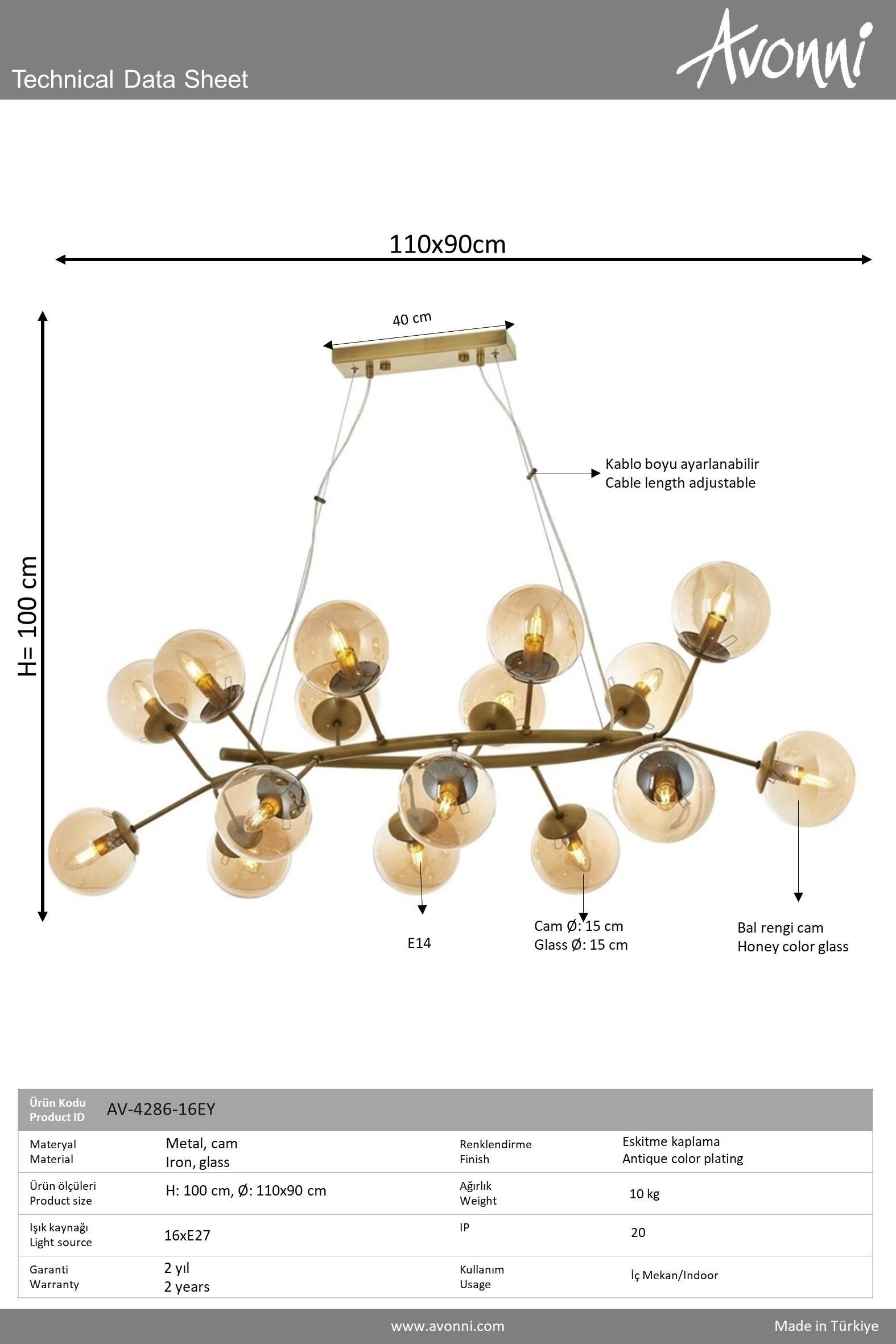 Avonni, 4286 Ailesi Eskitme Kaplama Modern Avize 