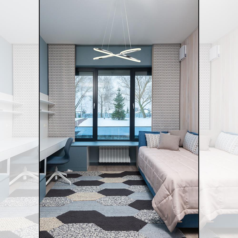 Avonni, 4334 Ailesi Gri Kaplama Ledli Avize