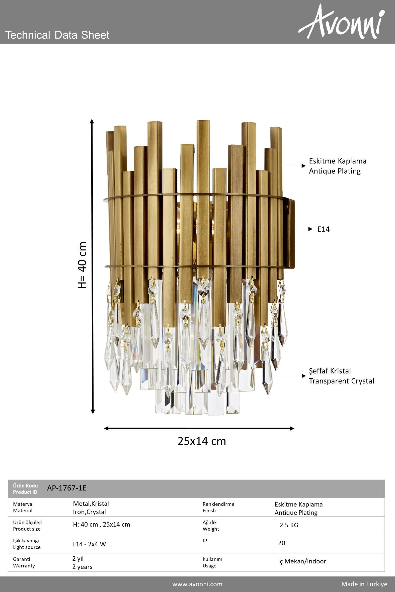 Eskitme Kaplama Aplik AVONNI AP-1767-1E