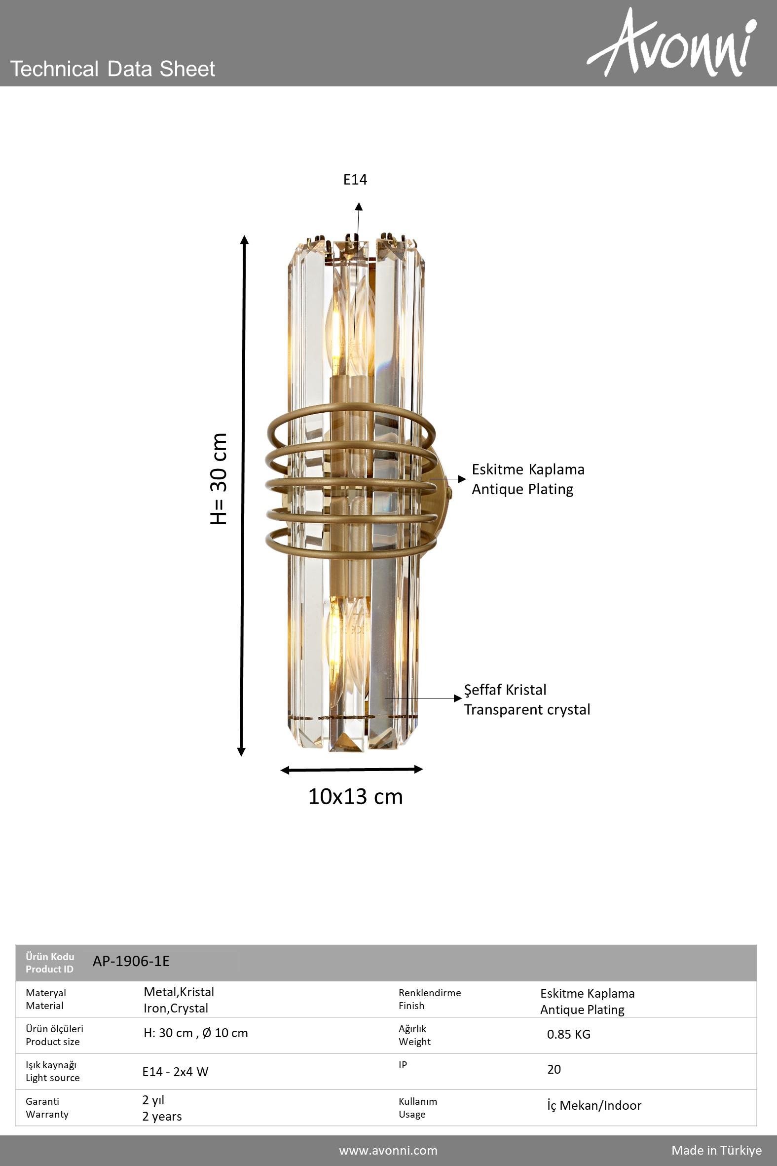 Eskitme Kaplama Aplik AVONNI AP-1906-1E