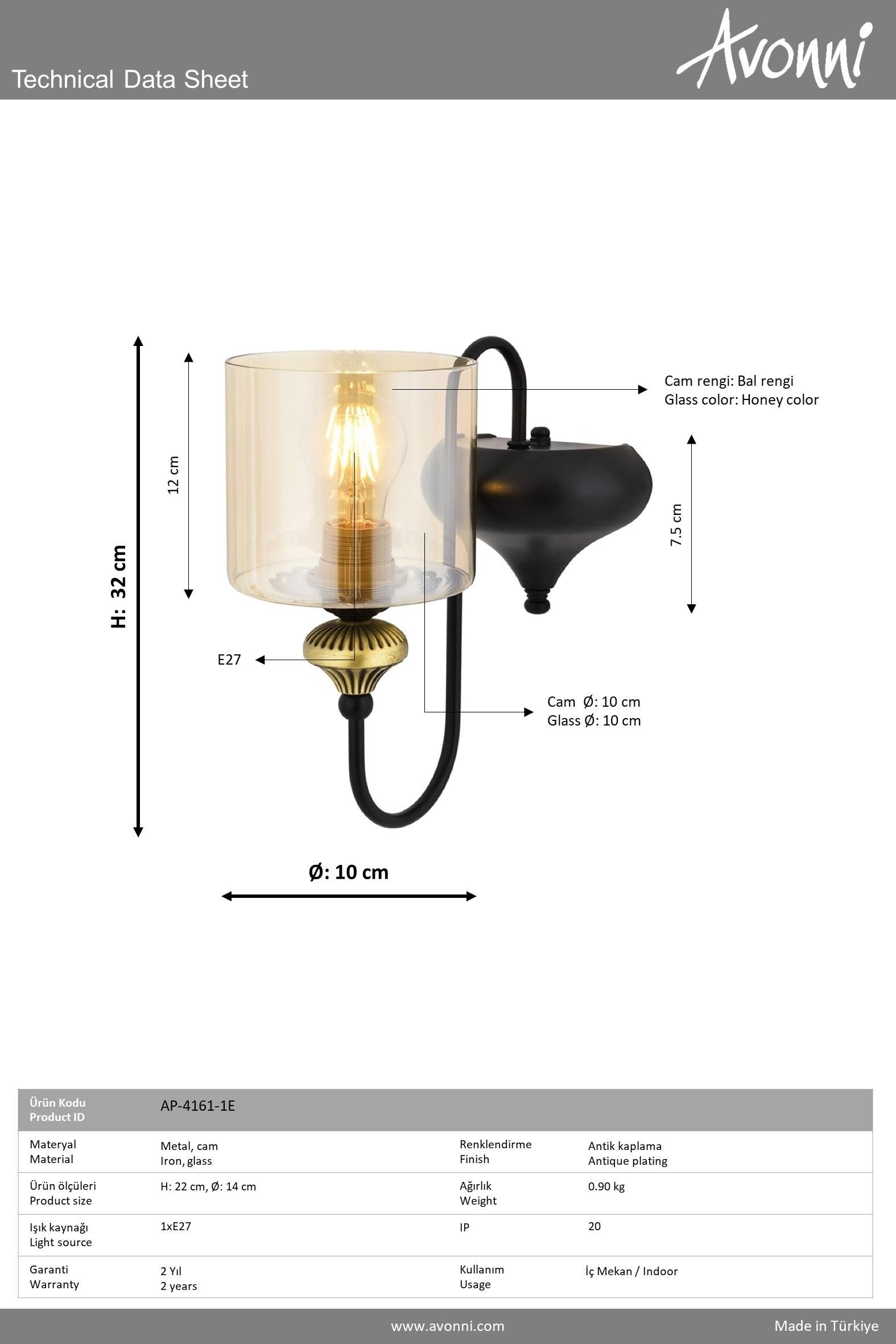 Eskitme Kaplama Aplik AVONNI AP-4161-1E