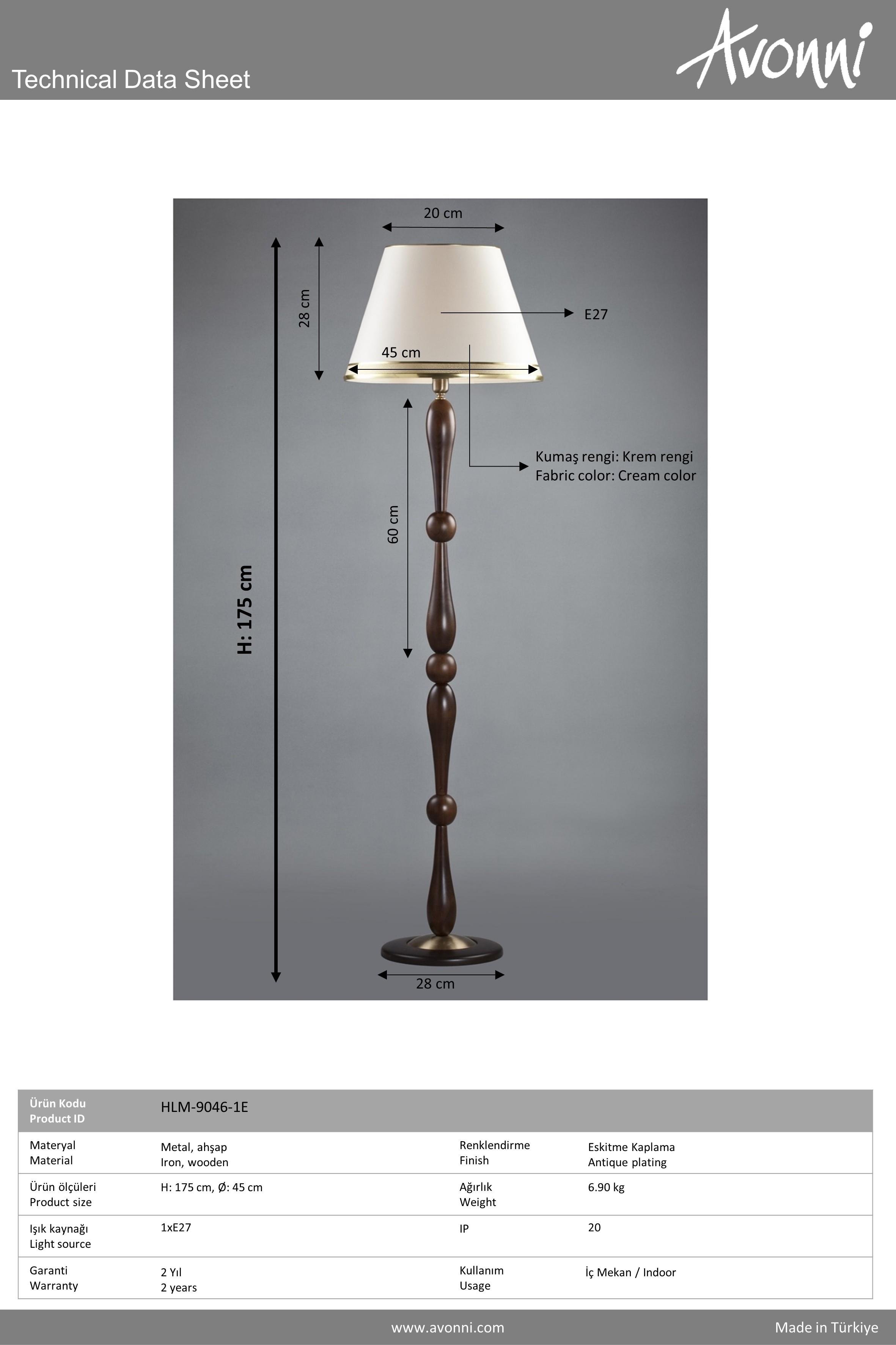 Eskitme Kaplama Lambader AVONNİ-HLM-9046-1E