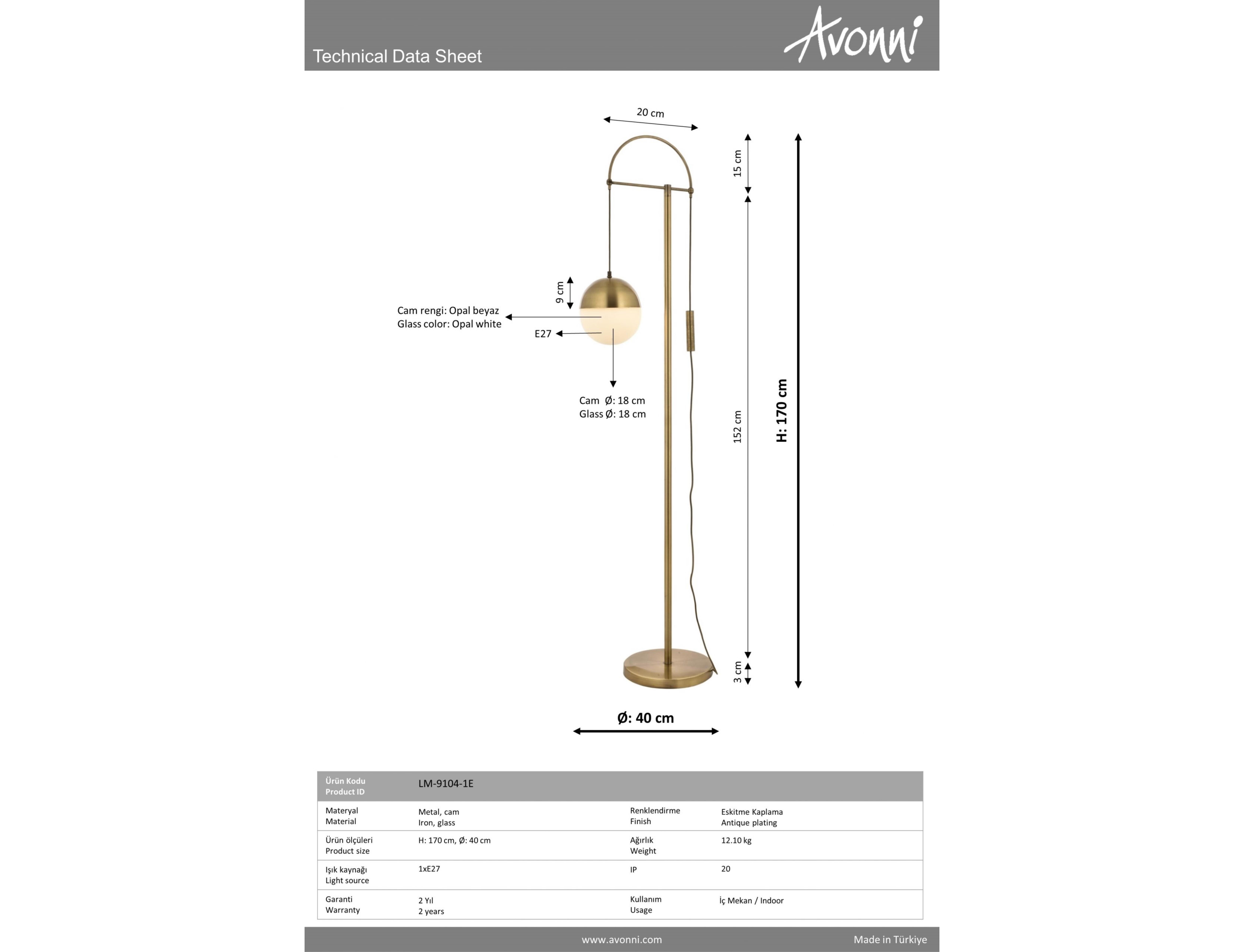 Eskitme Kaplama Lambader AVONNİ-LM-9104-1E