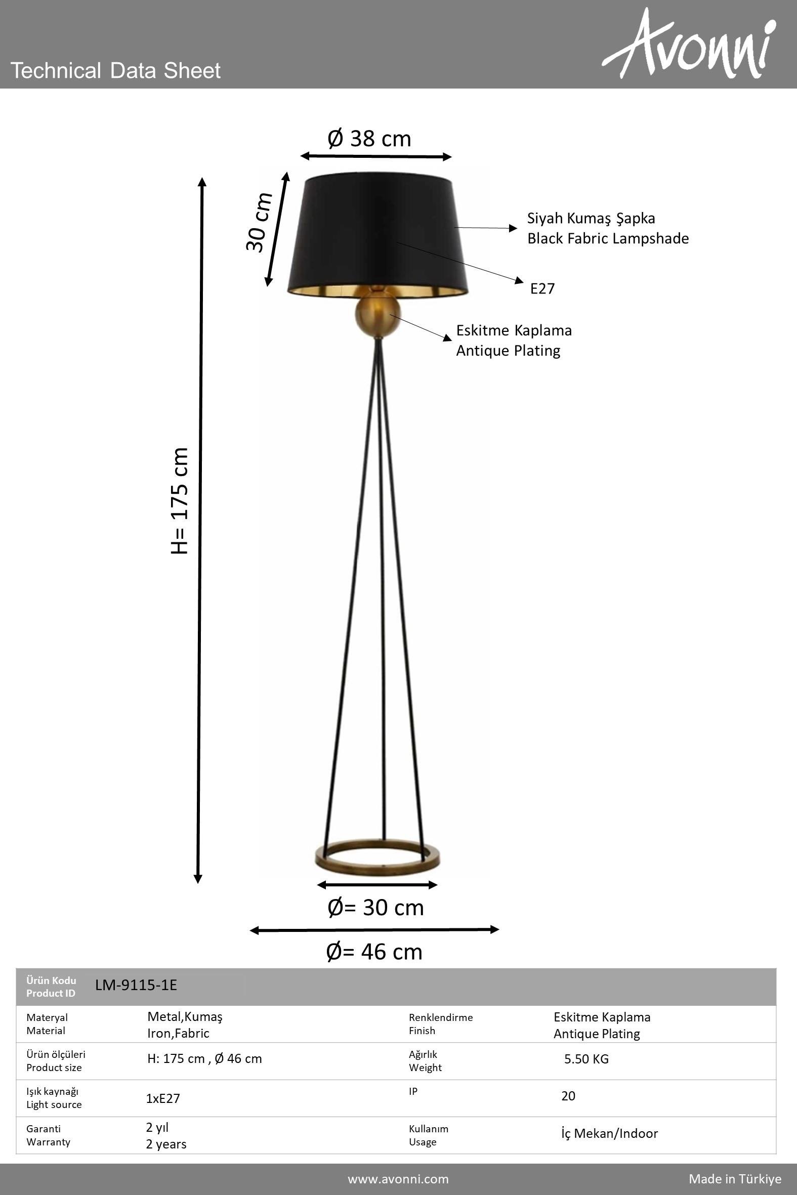 Eskitme Kaplama Lambader AVONNI LM-9115-1E