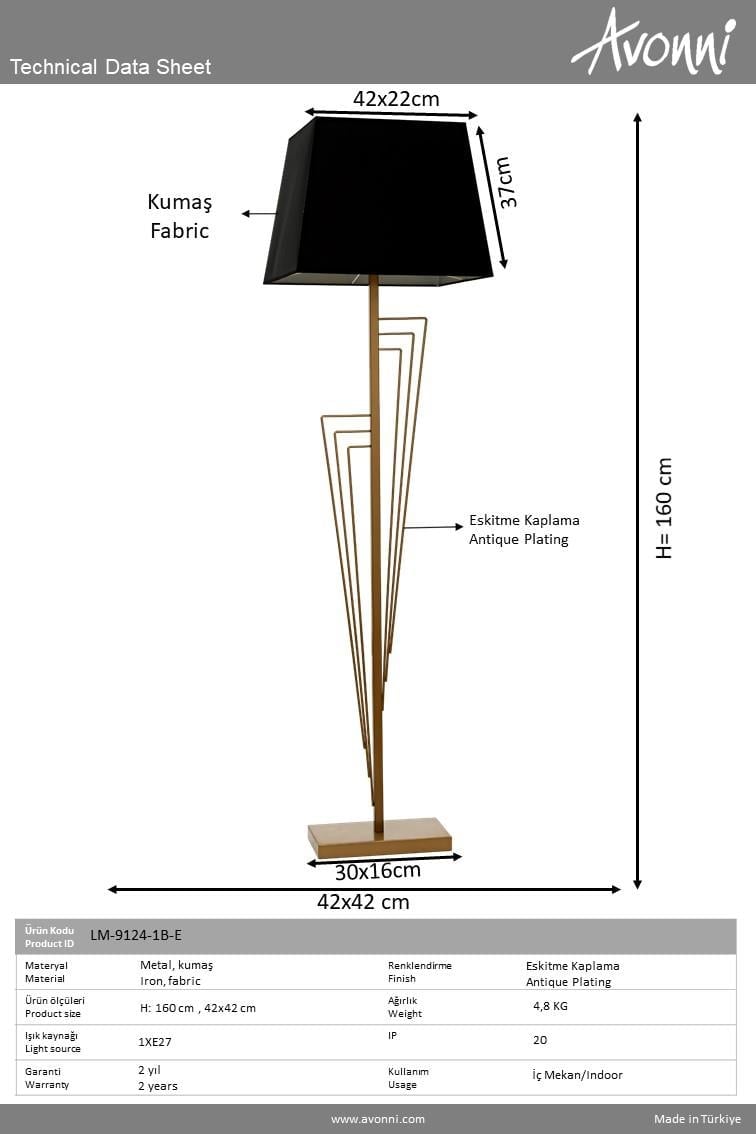Eskitme Kaplama Lambader AVONNI LM-9124-1B-E