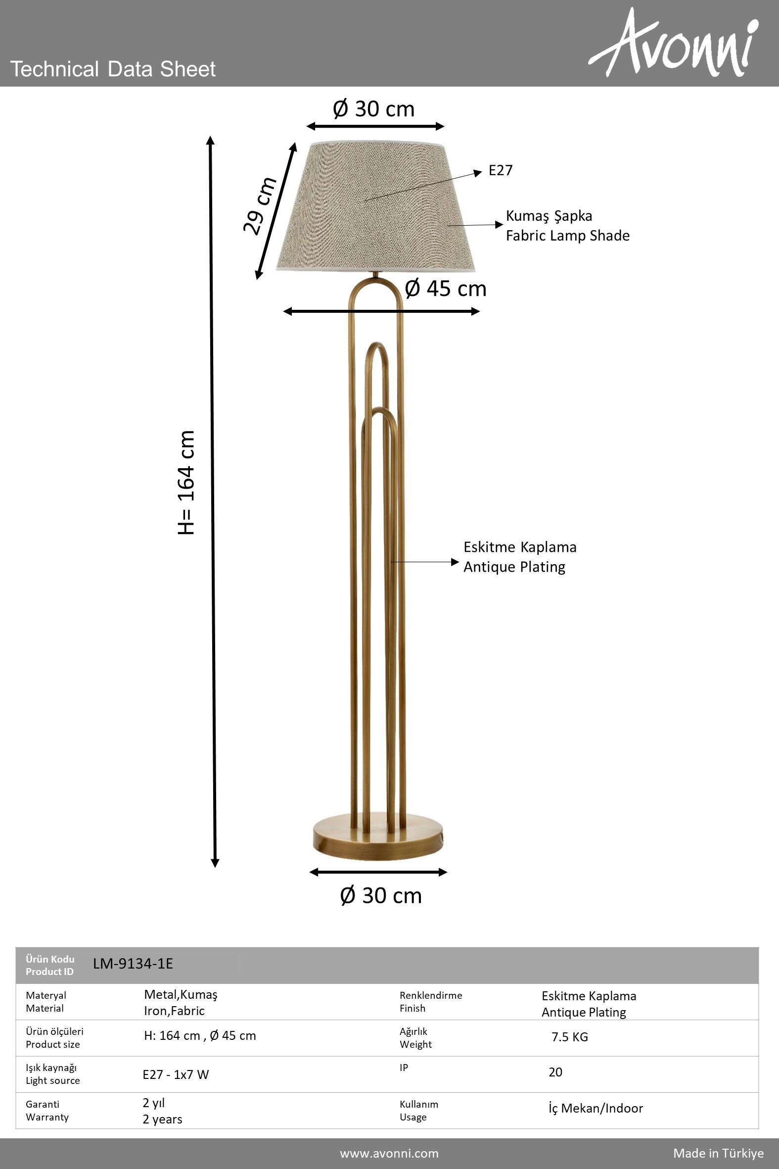 Eskitme Kaplama Lambader AVONNI LM-9134-1E