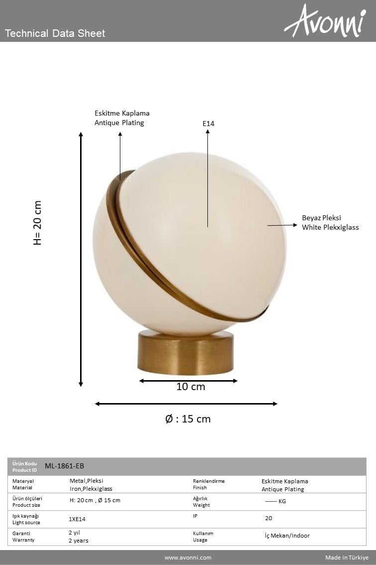 Eskitme Kaplama Masa Lambası AVONNI ML-1861-1EB