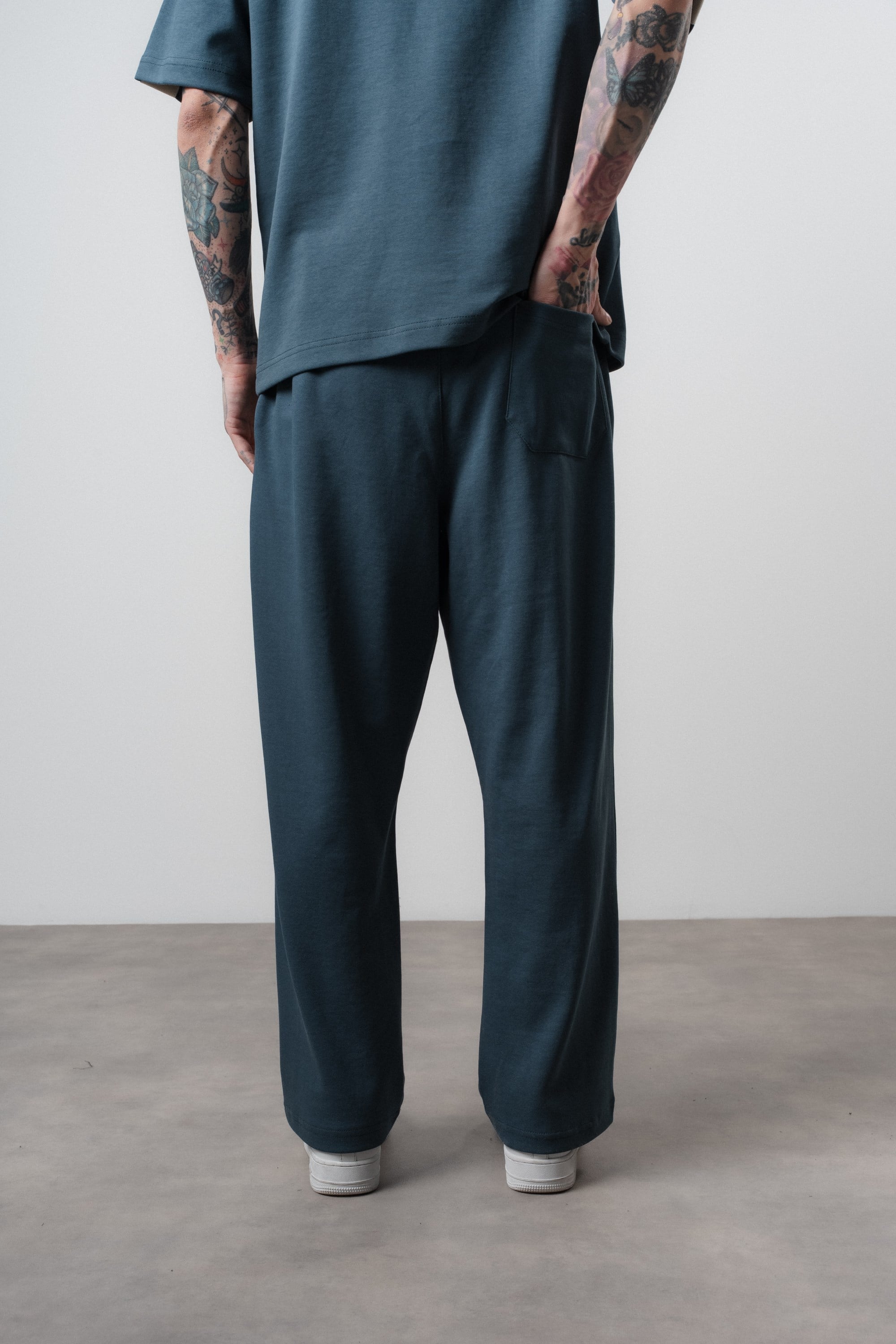 Erkek 07 Şerit Detaylı Baggy Eşofman Altı Petrol