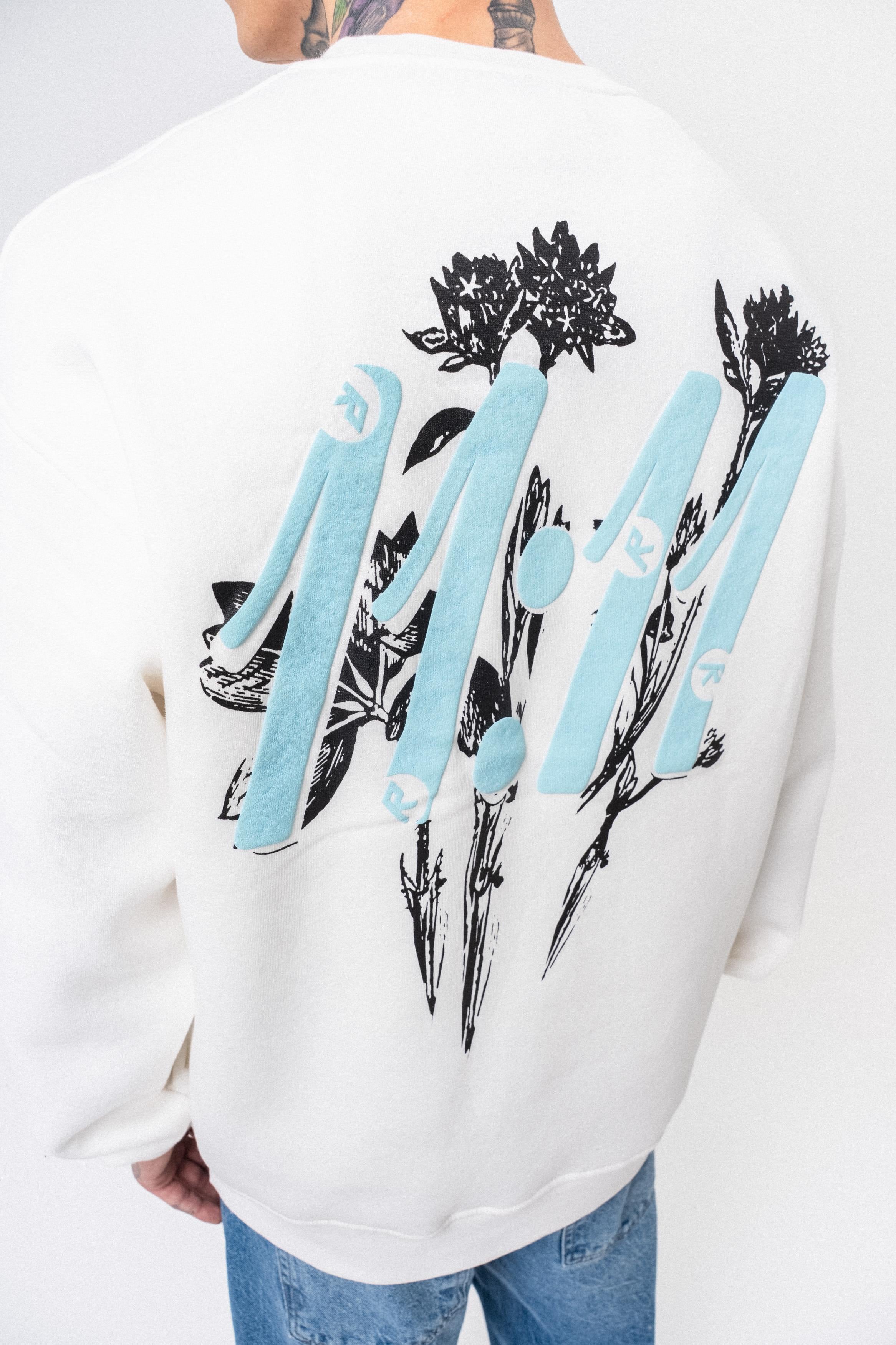 Erkek 11.11 Baskılı Bisiklet Yaka Oversize Sweatshirt Ekru