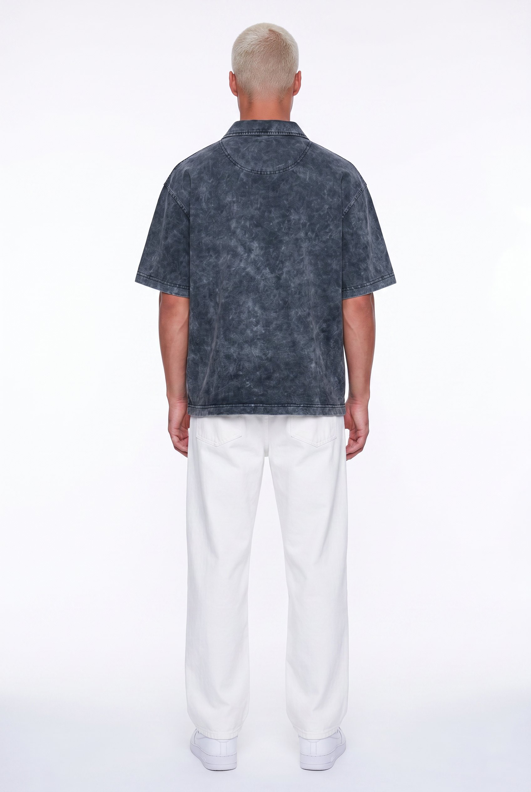 Erkek 24207 Baskılı Yıkamalı Oversize T-Shirt Siyah