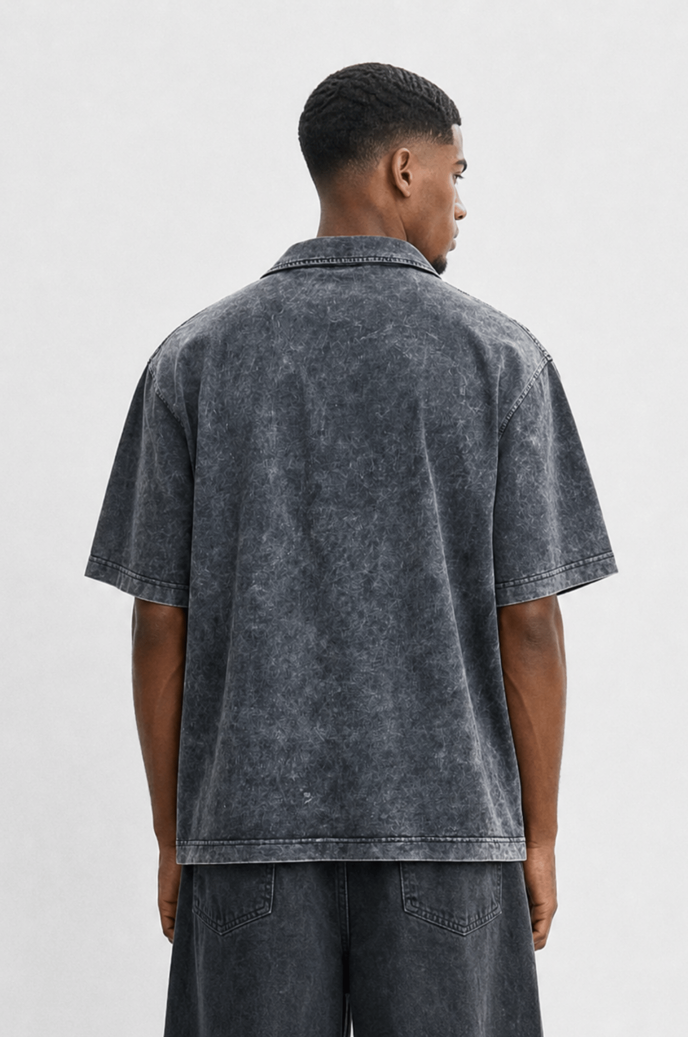 Erkek 24207 Baskılı Yıkamalı Oversize T-Shirt Siyah