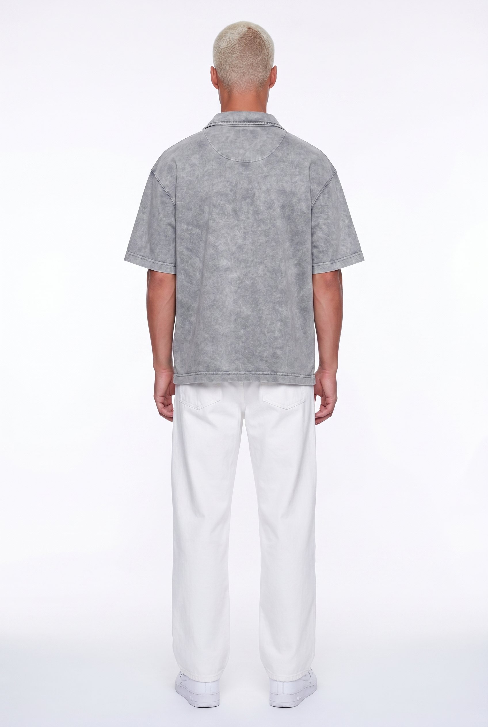 Erkek 24207 Baskılı Yıkamalı Oversize T-Shirt Gri