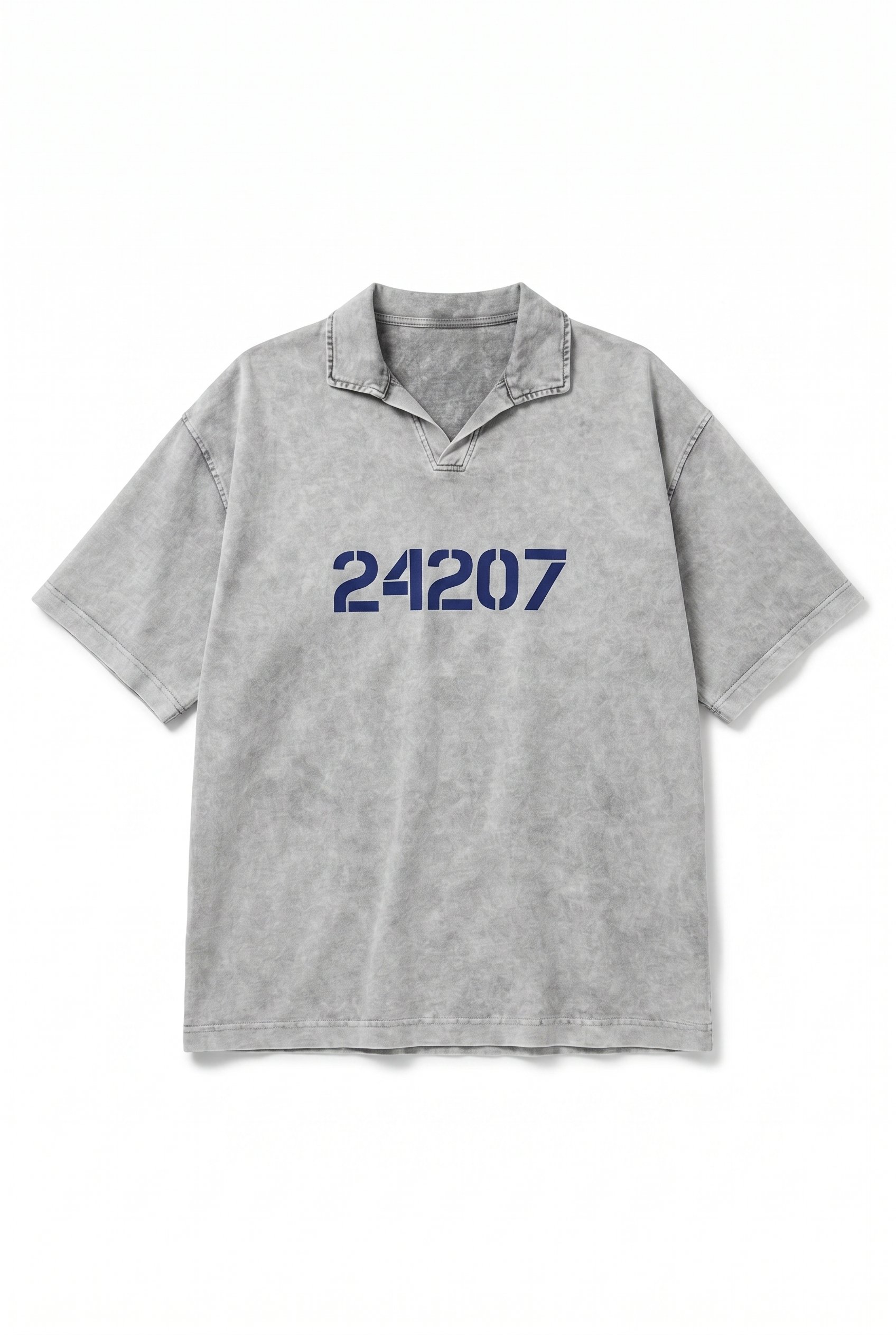 Erkek 24207 Baskılı Yıkamalı Oversize T-Shirt Gri