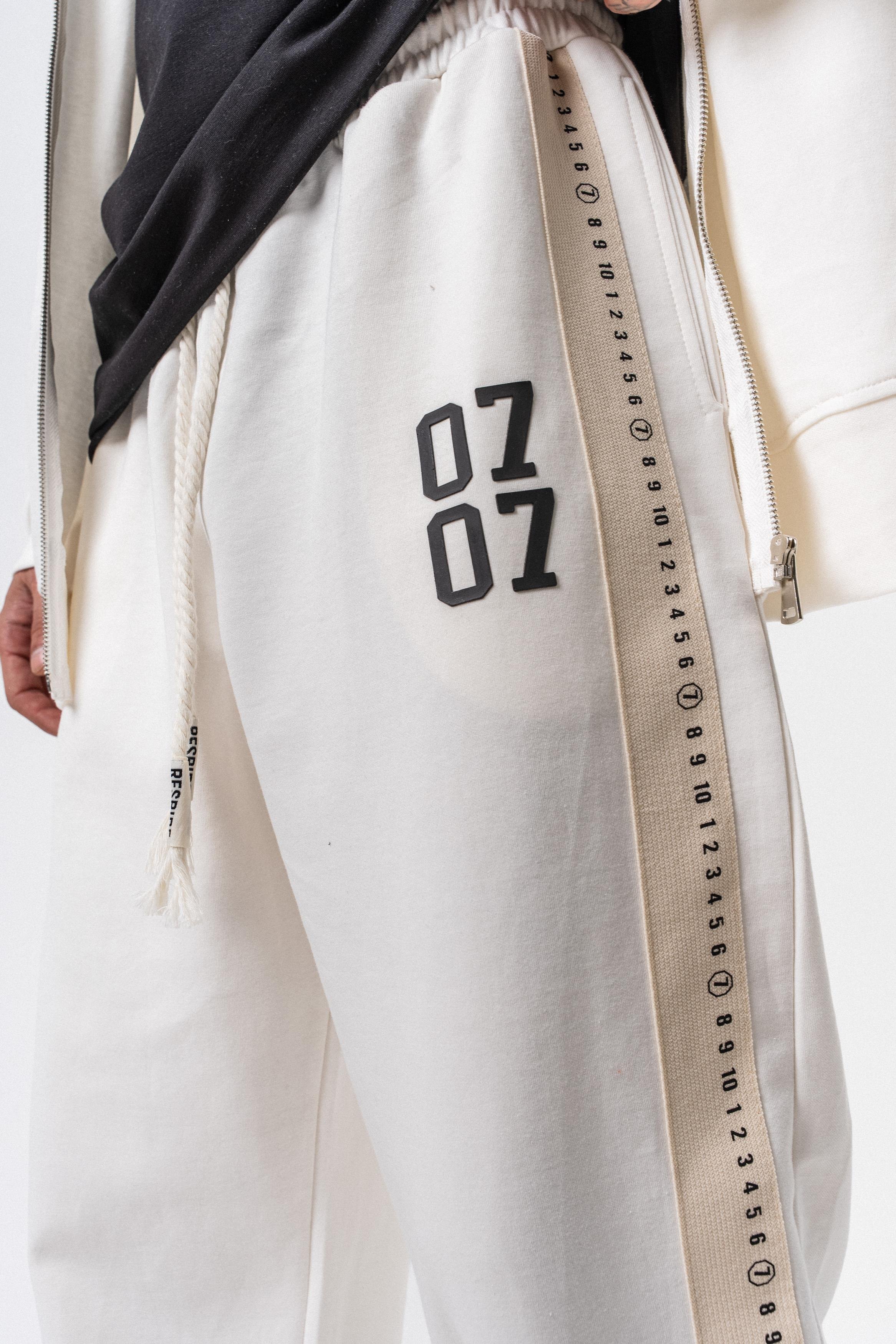 Erkek 7 Şerit Detaylı Kışlık Doubleface Baggy Eşofman Altı Ekru
