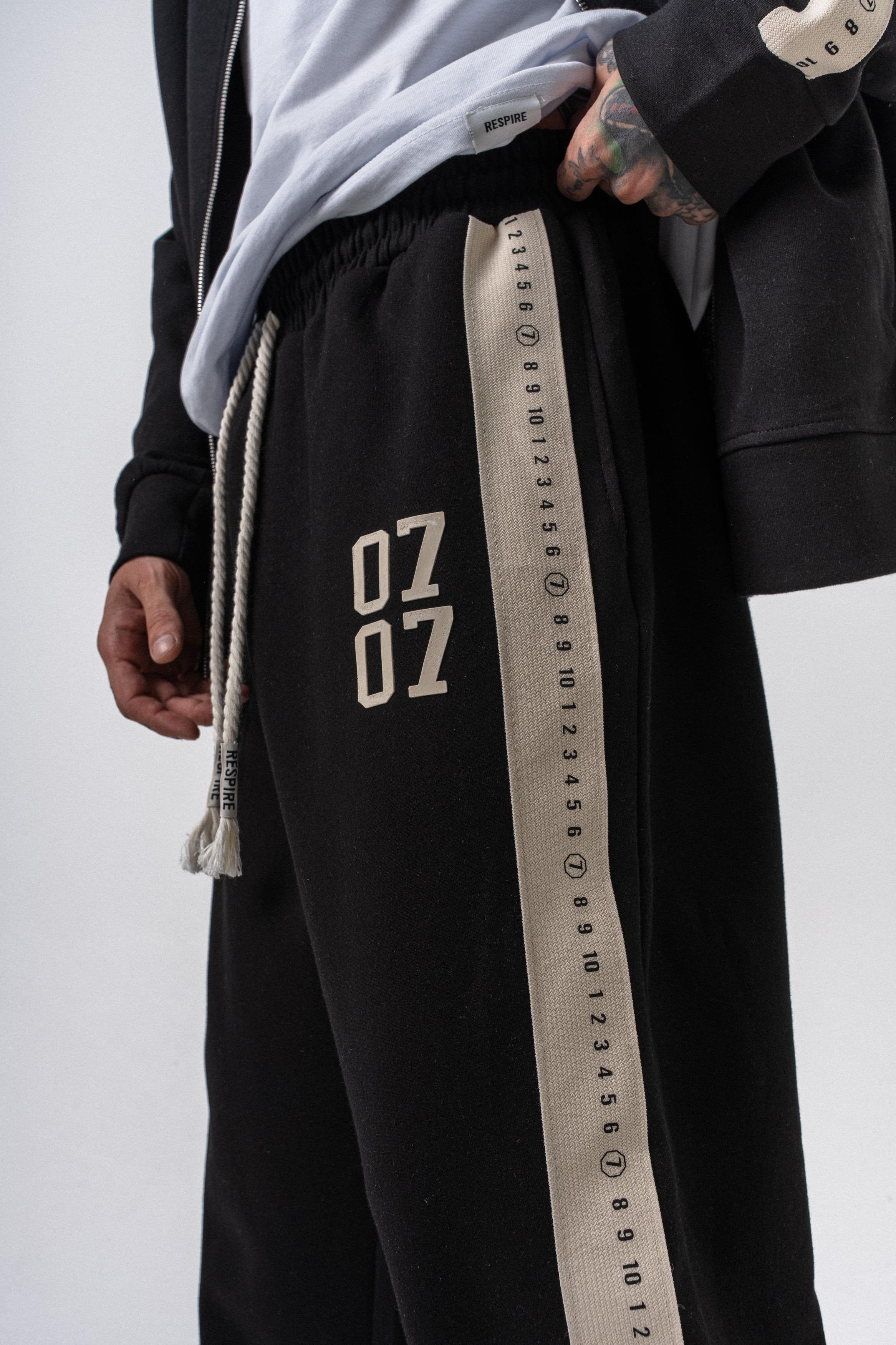 Erkek 7 Şerit Detaylı Kışlık Doubleface Baggy Eşofman Altı Siyah