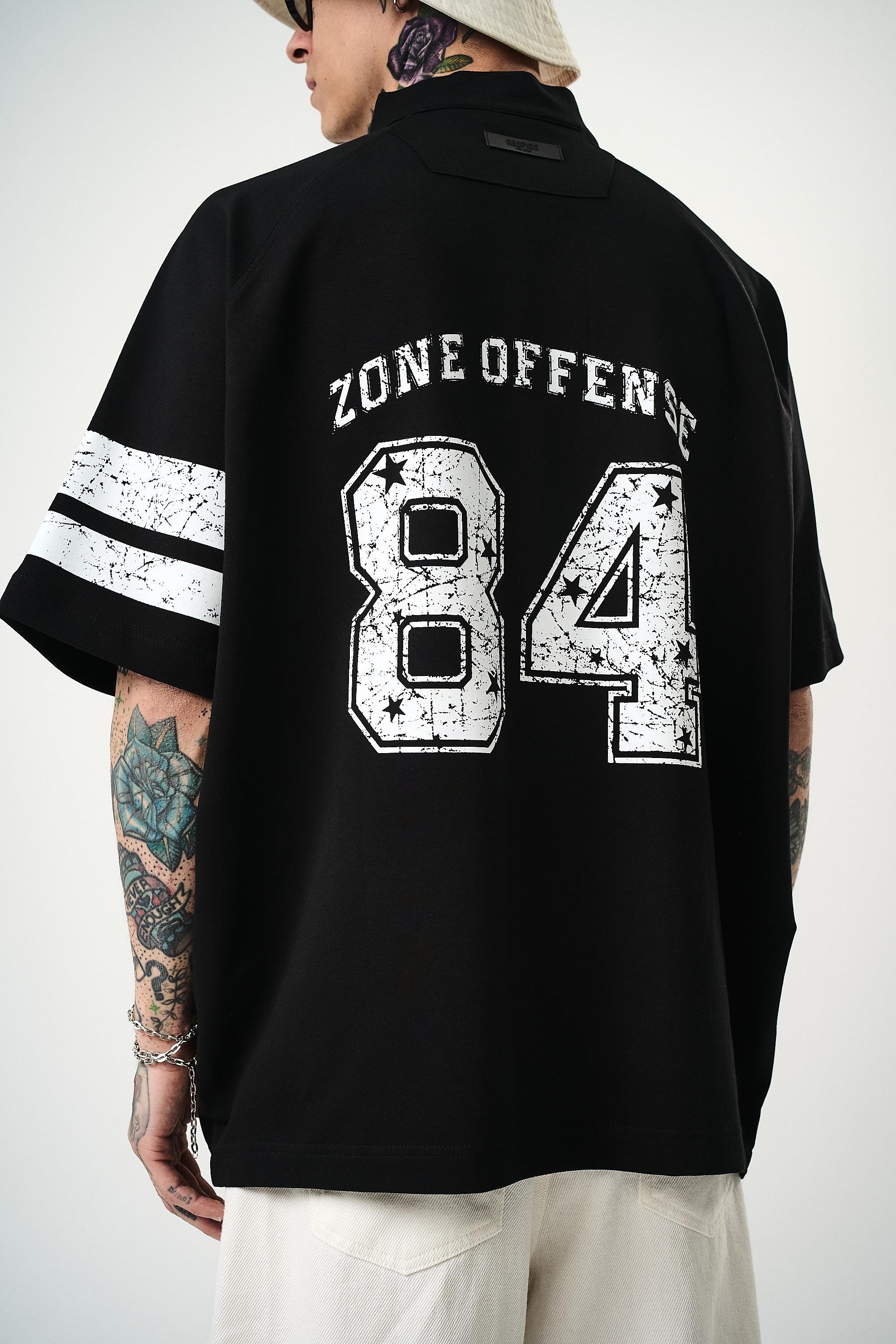 Erkek 84 Zone Baskılı Oversize T-Shirt Siyah
